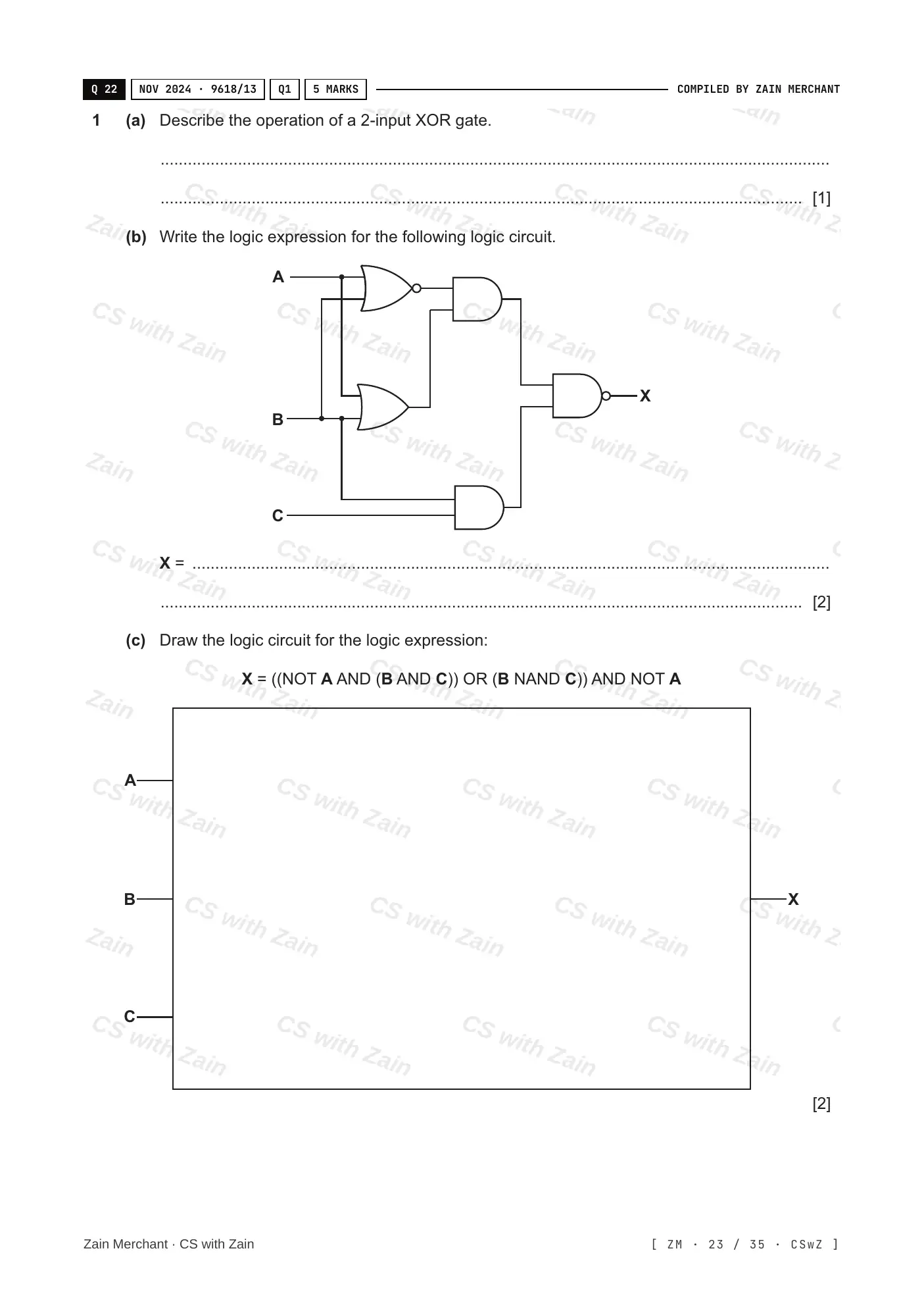 3.2 Logic Gates and Logic Circuits questions, page 22