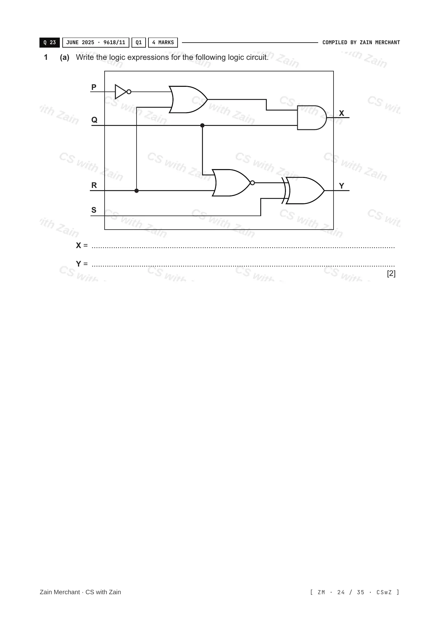 3.2 Logic Gates and Logic Circuits questions, page 23