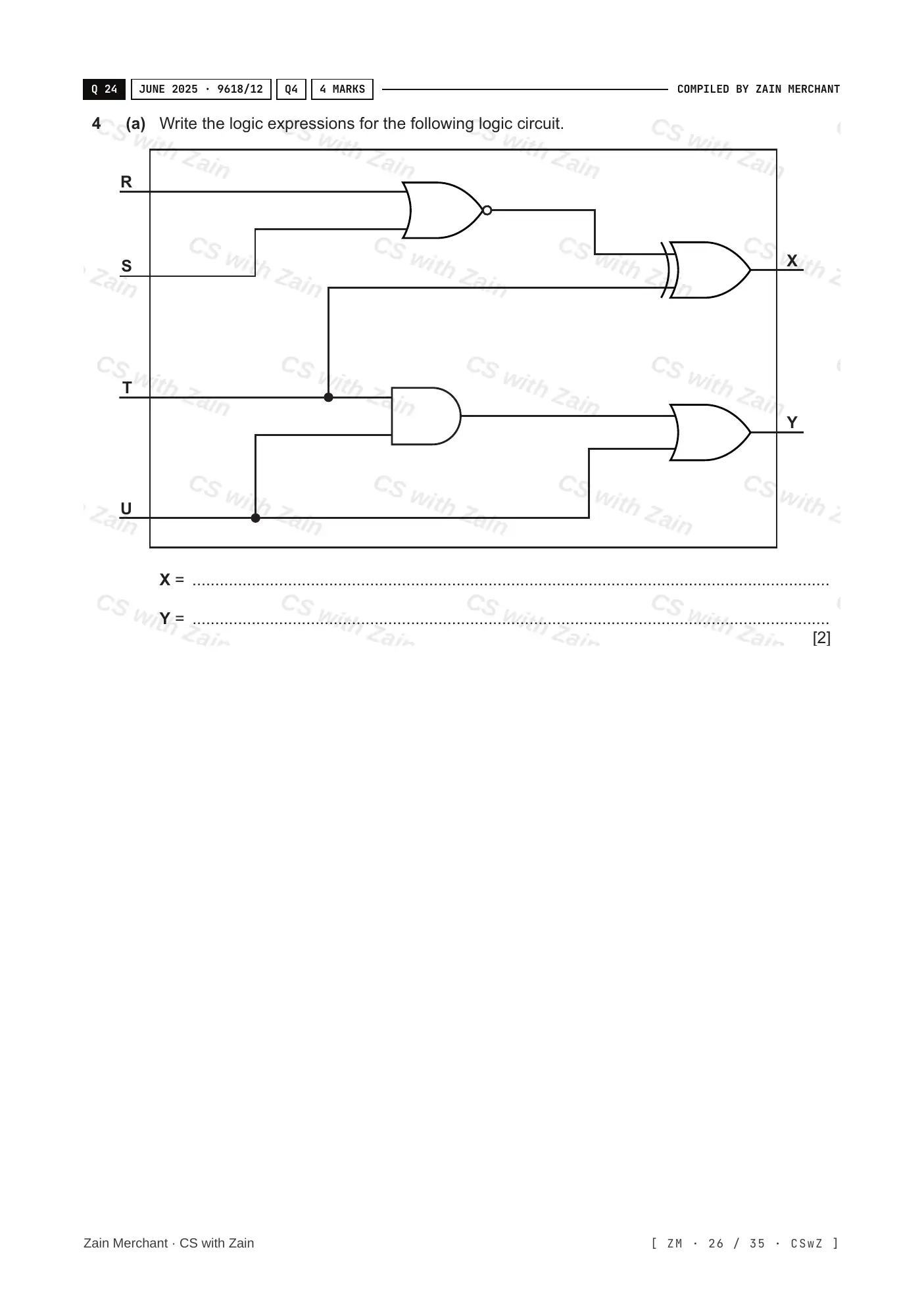 3.2 Logic Gates and Logic Circuits questions, page 25