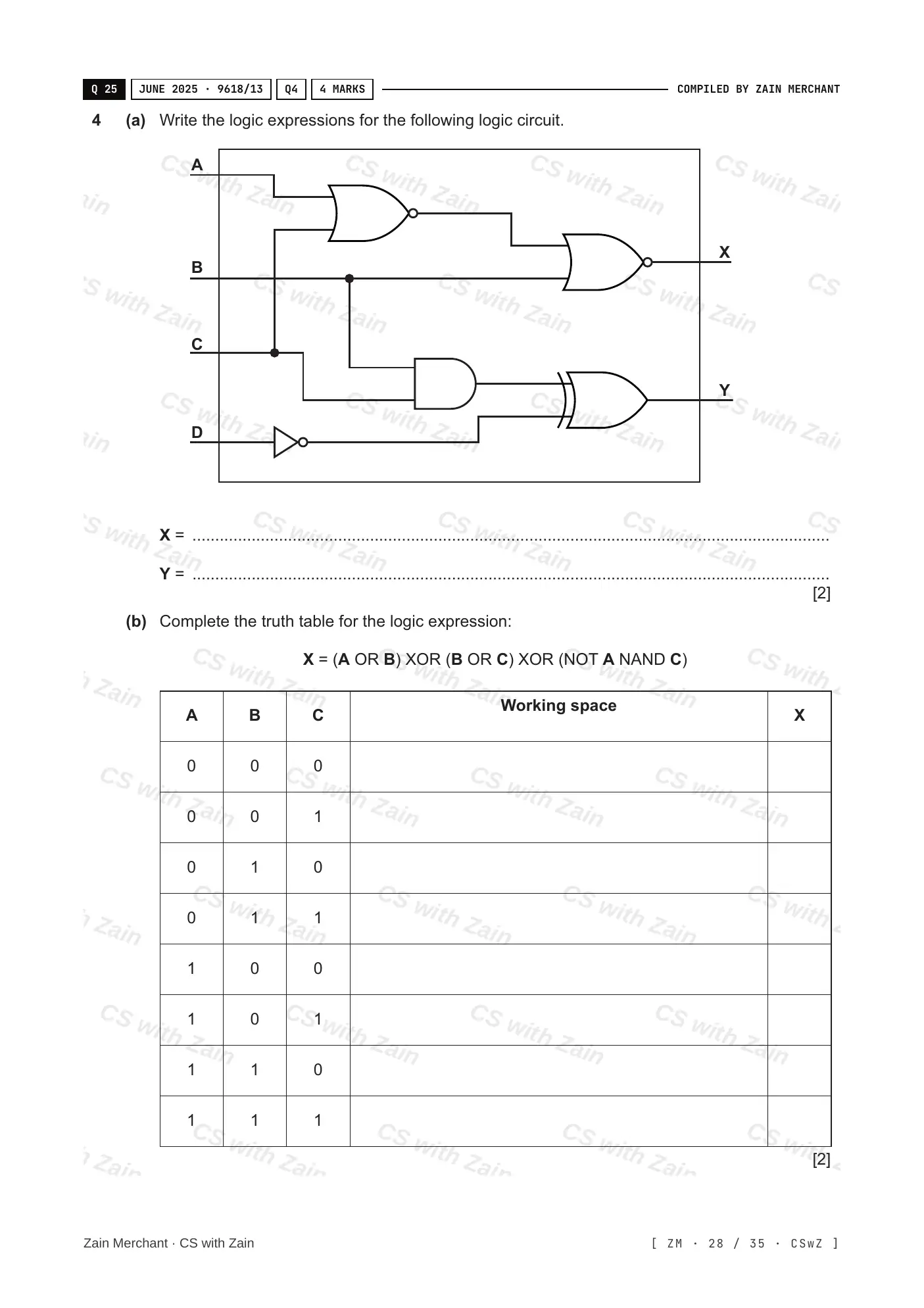 3.2 Logic Gates and Logic Circuits questions, page 27