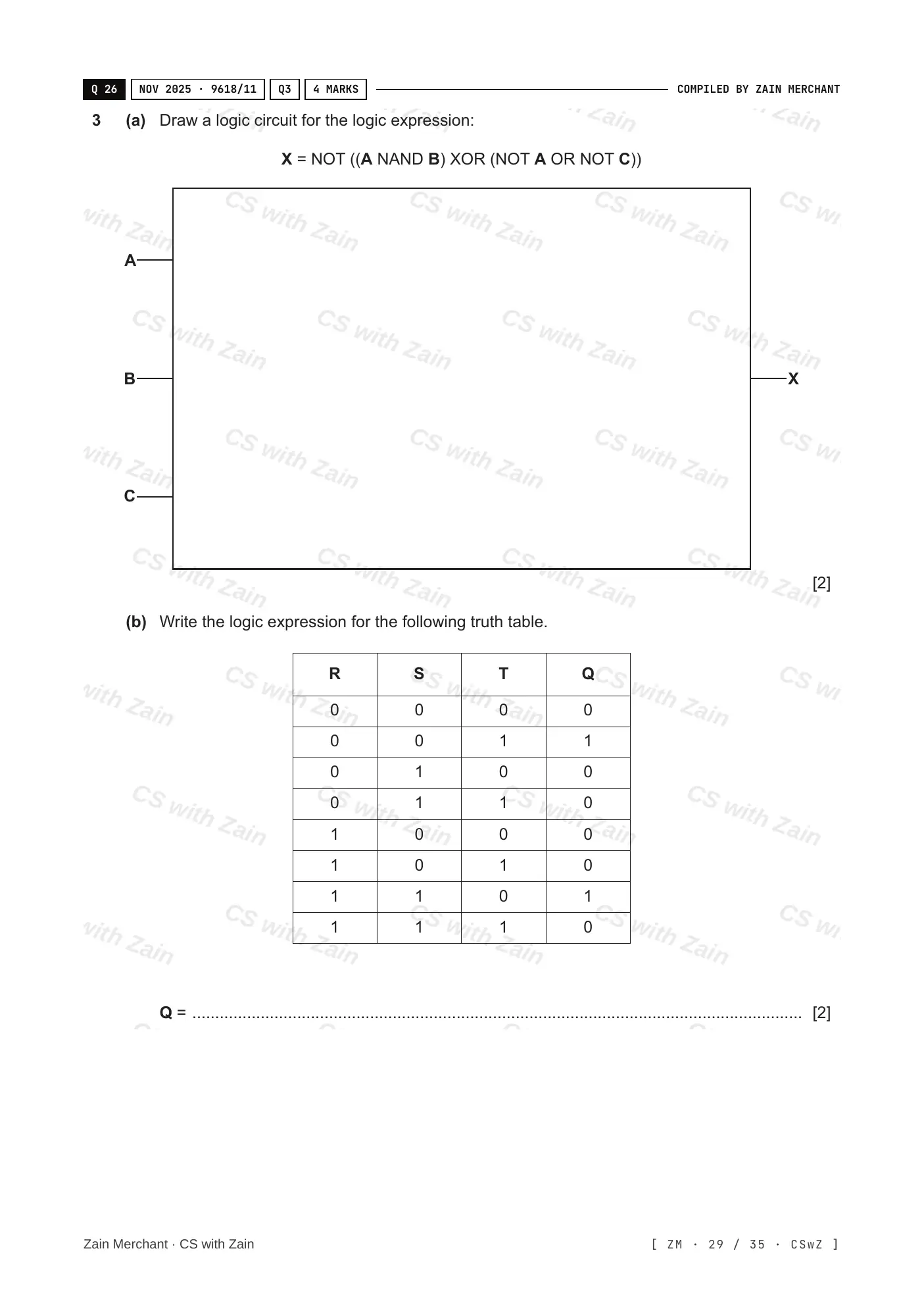 3.2 Logic Gates and Logic Circuits questions, page 28
