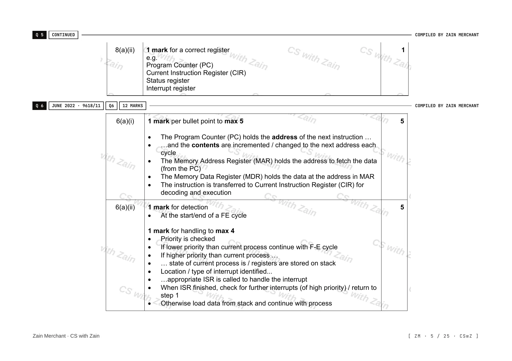4.1 Central Processing Unit (CPU) Architecture mark scheme, page 4