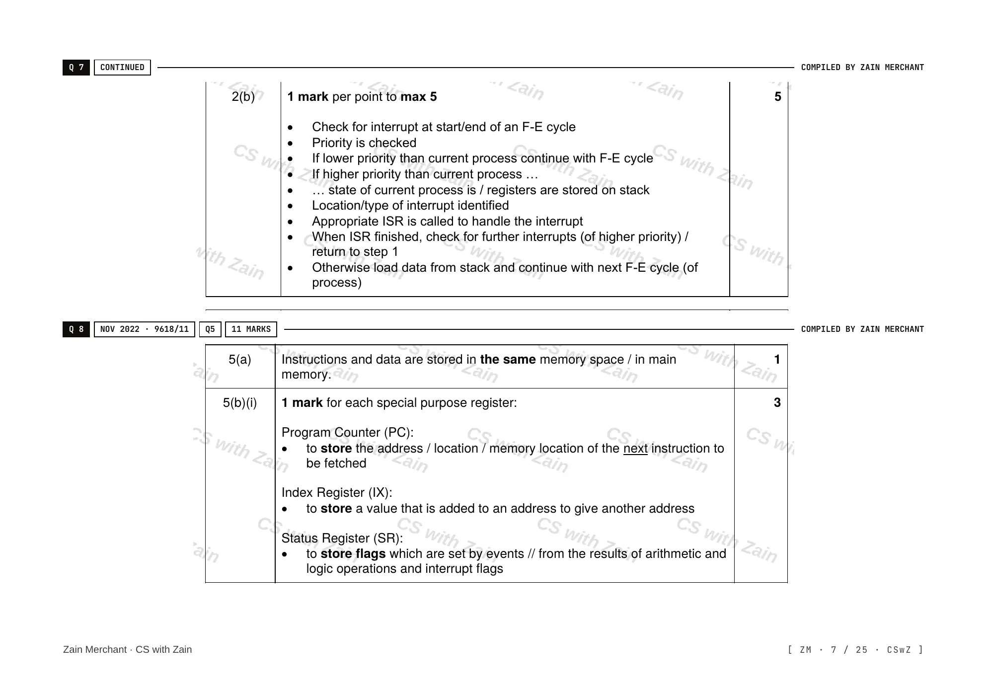 4.1 Central Processing Unit (CPU) Architecture mark scheme, page 6