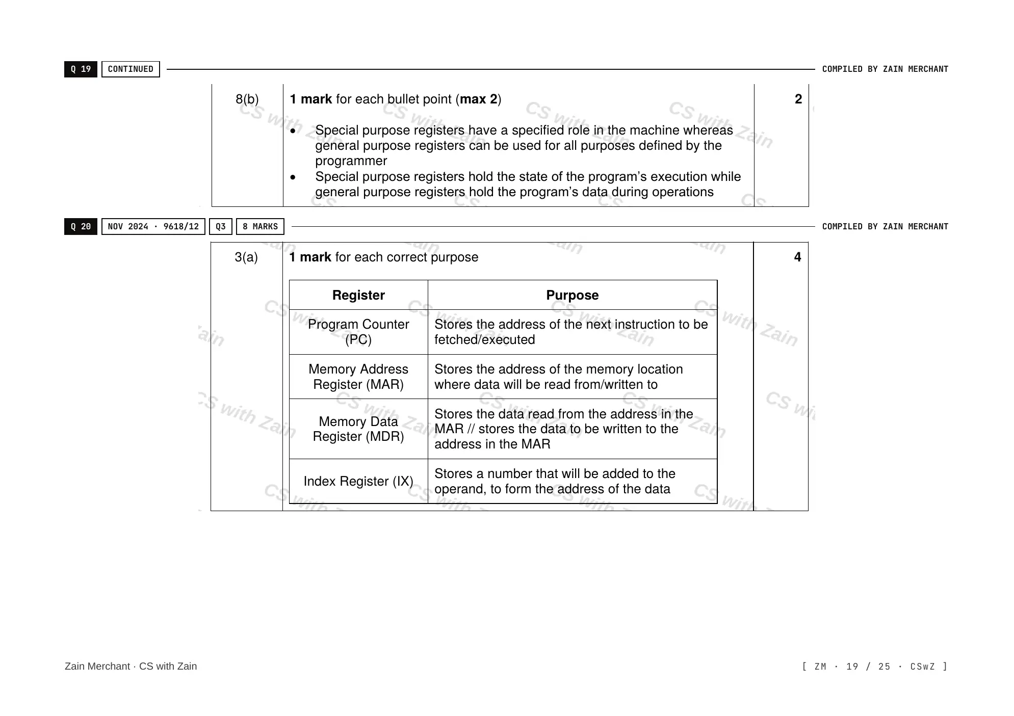 4.1 Central Processing Unit (CPU) Architecture mark scheme, page 18