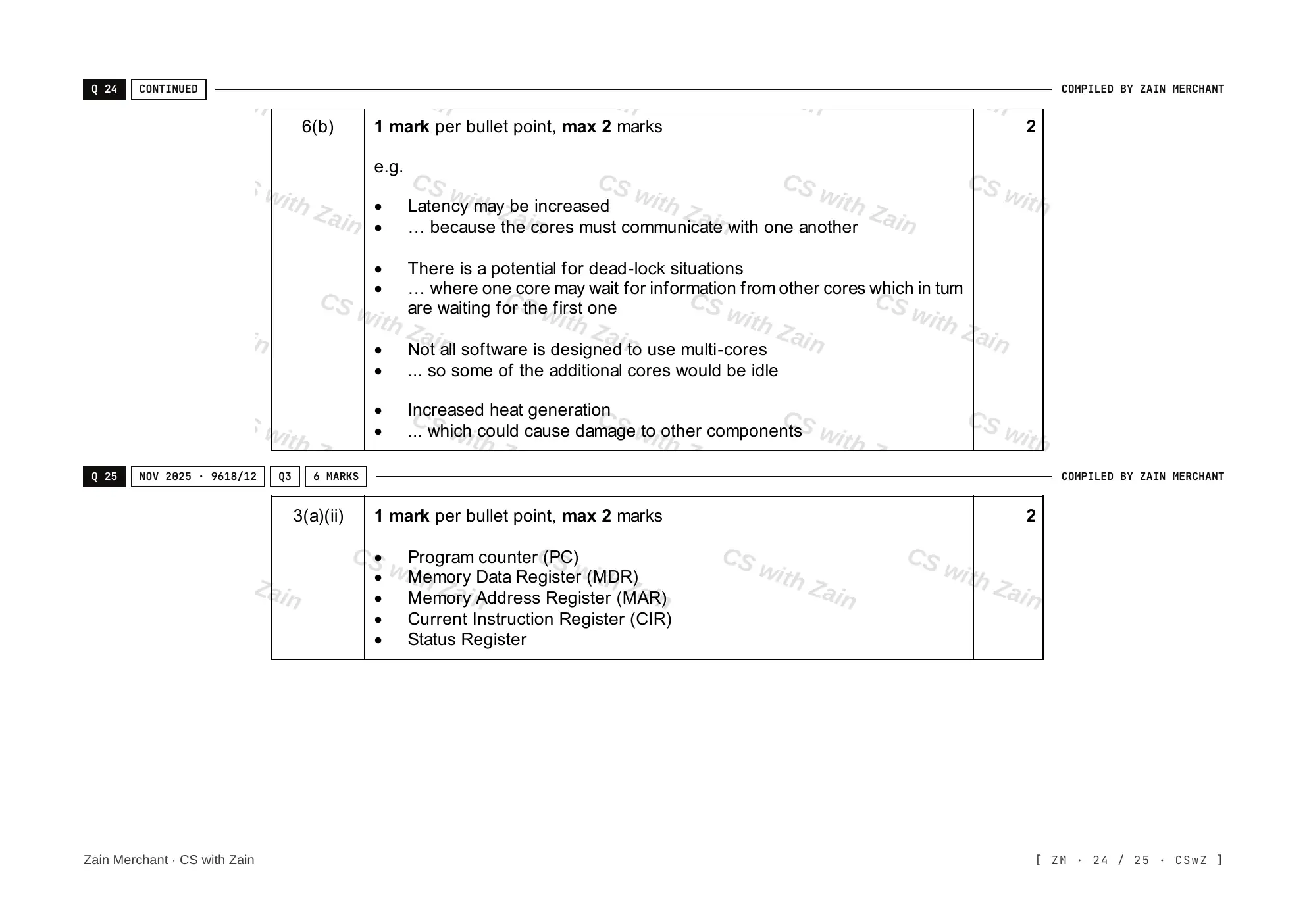 4.1 Central Processing Unit (CPU) Architecture mark scheme, page 23
