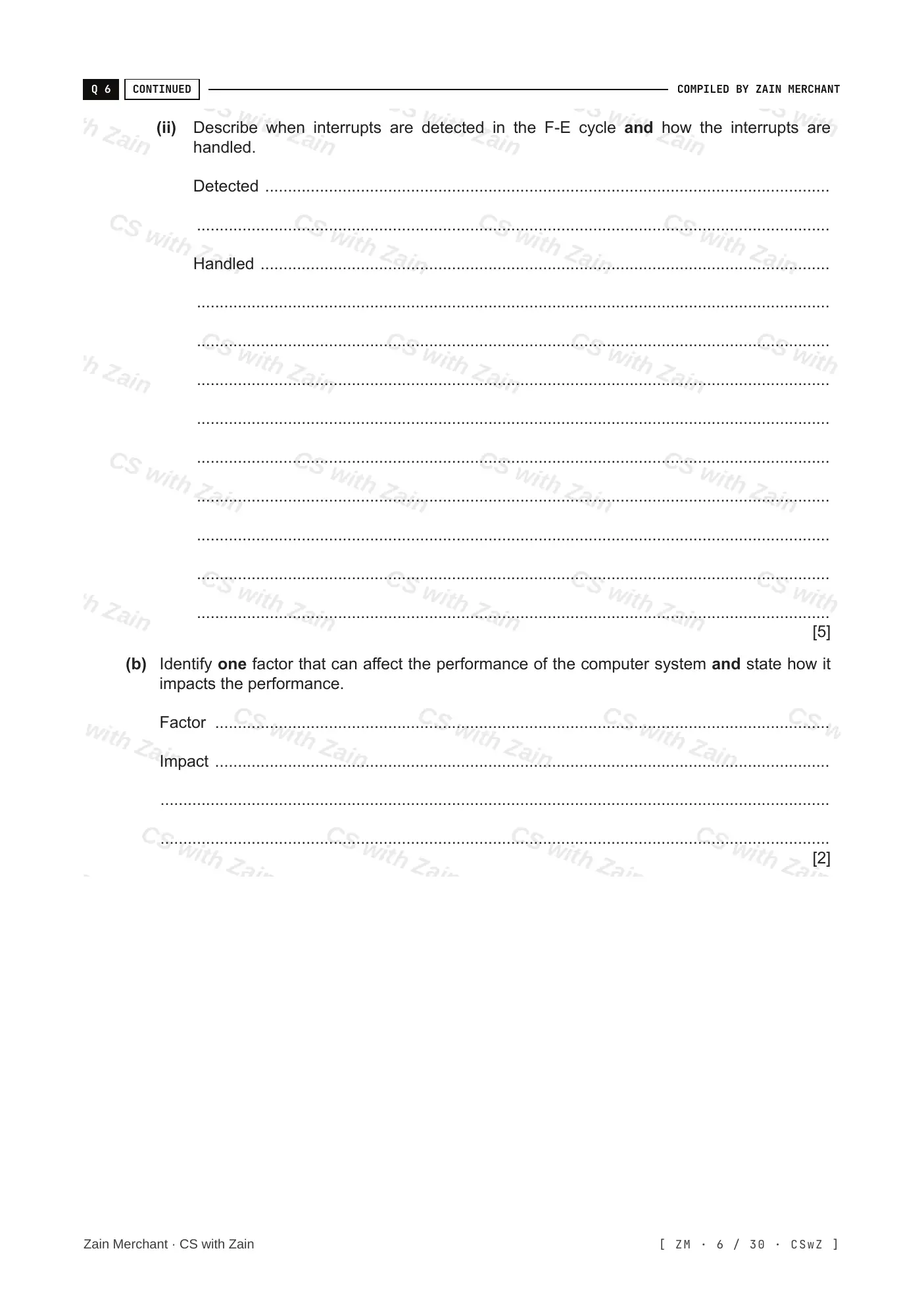 4.1 Central Processing Unit (CPU) Architecture questions, page 5