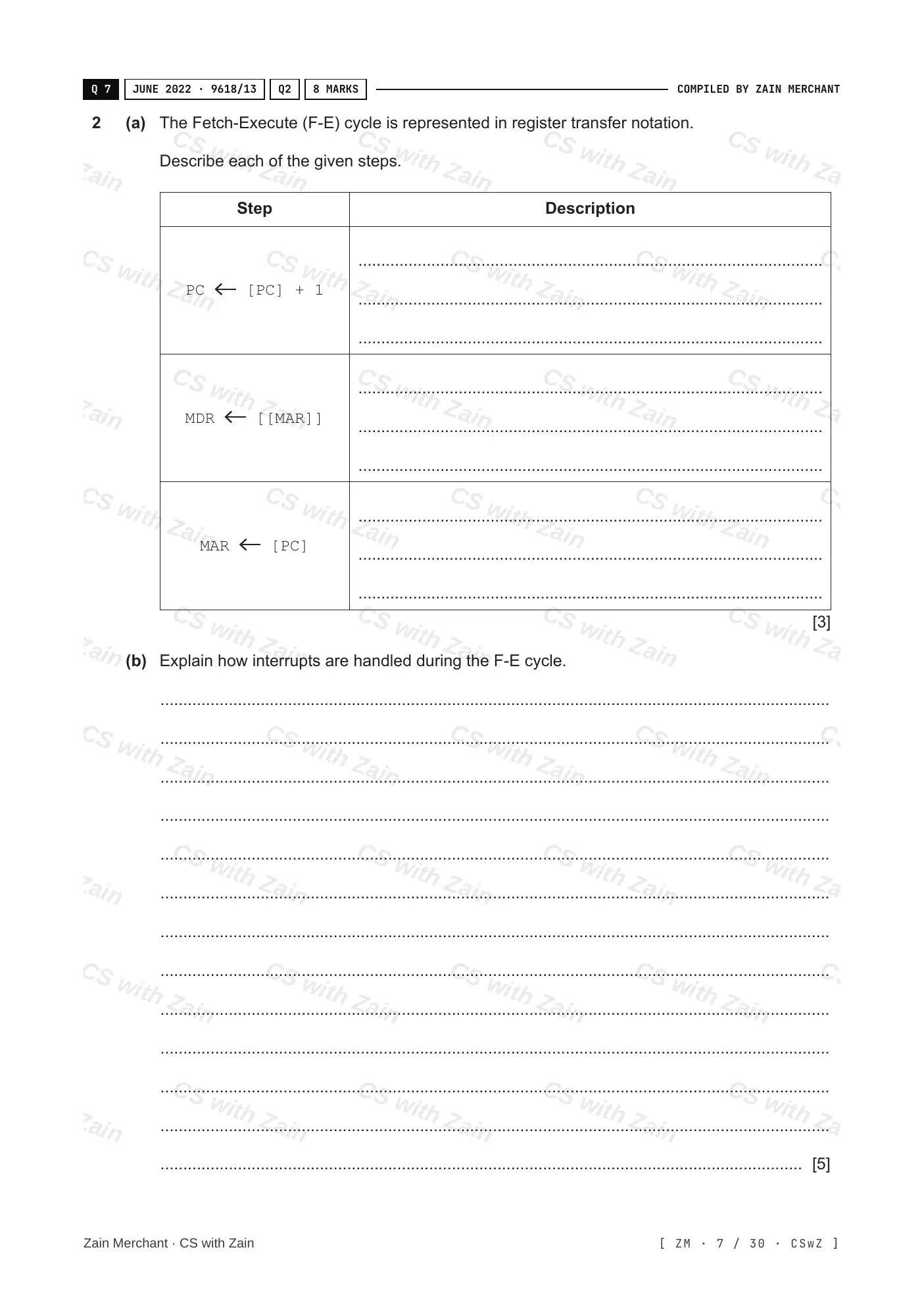 4.1 Central Processing Unit (CPU) Architecture questions, page 6