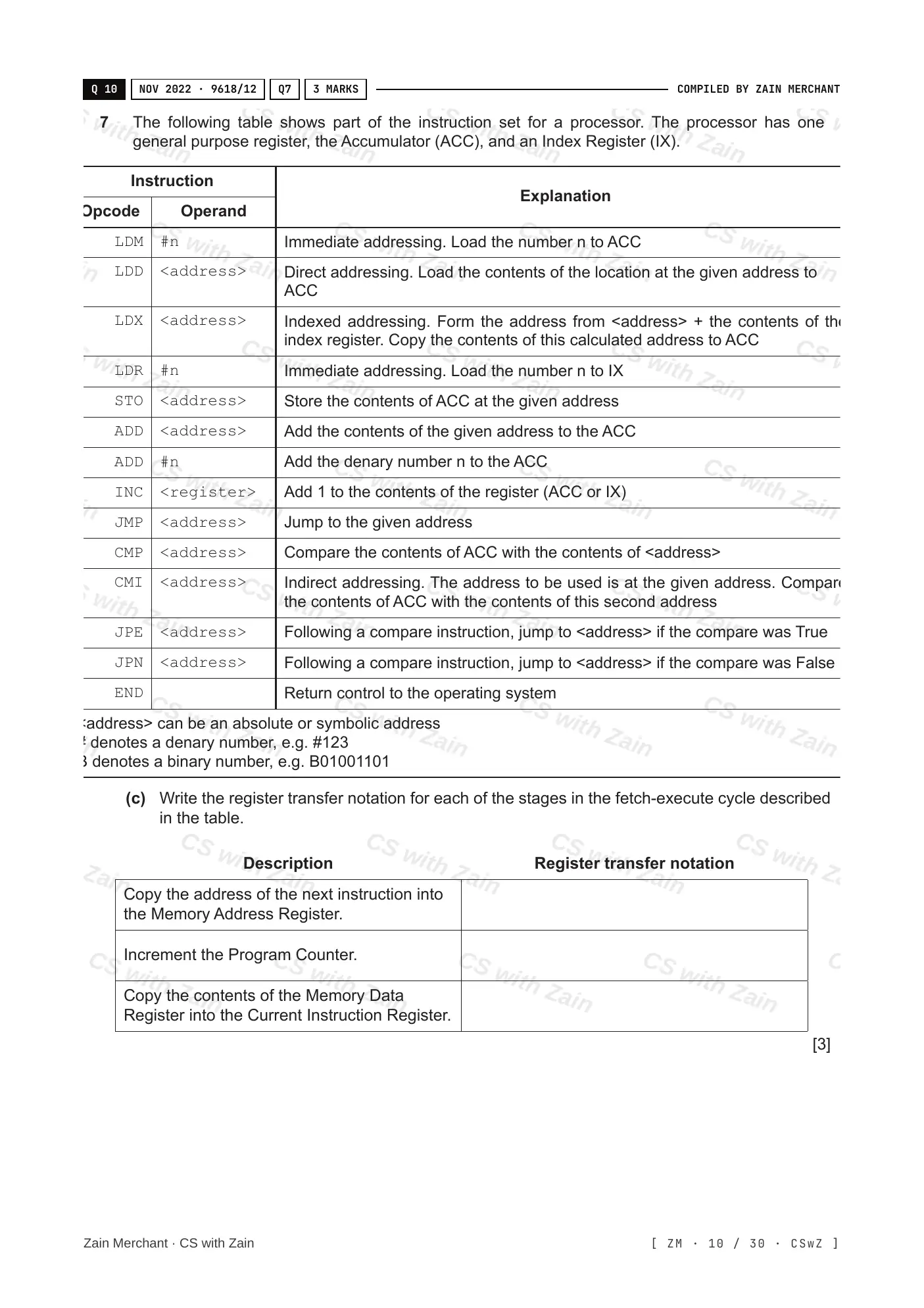 4.1 Central Processing Unit (CPU) Architecture questions, page 9