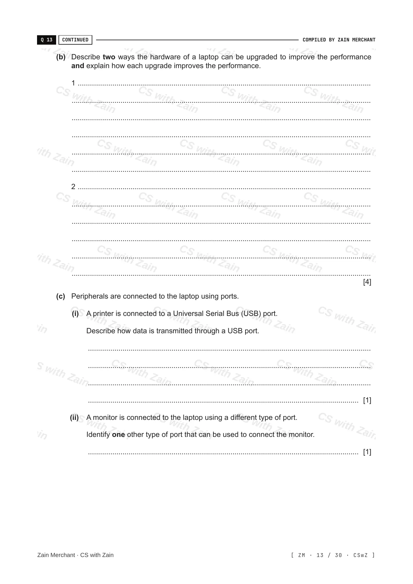 4.1 Central Processing Unit (CPU) Architecture questions, page 12