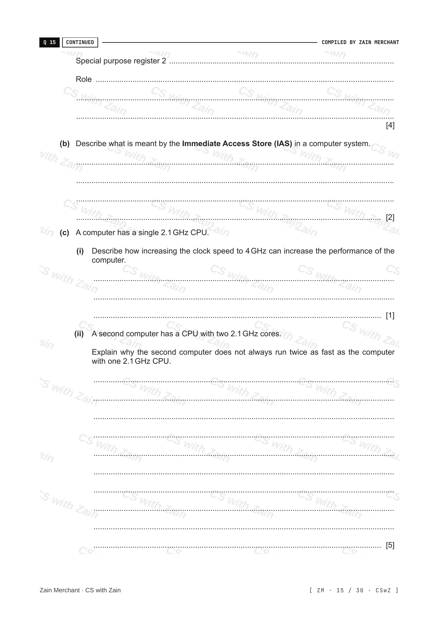 4.1 Central Processing Unit (CPU) Architecture questions, page 14
