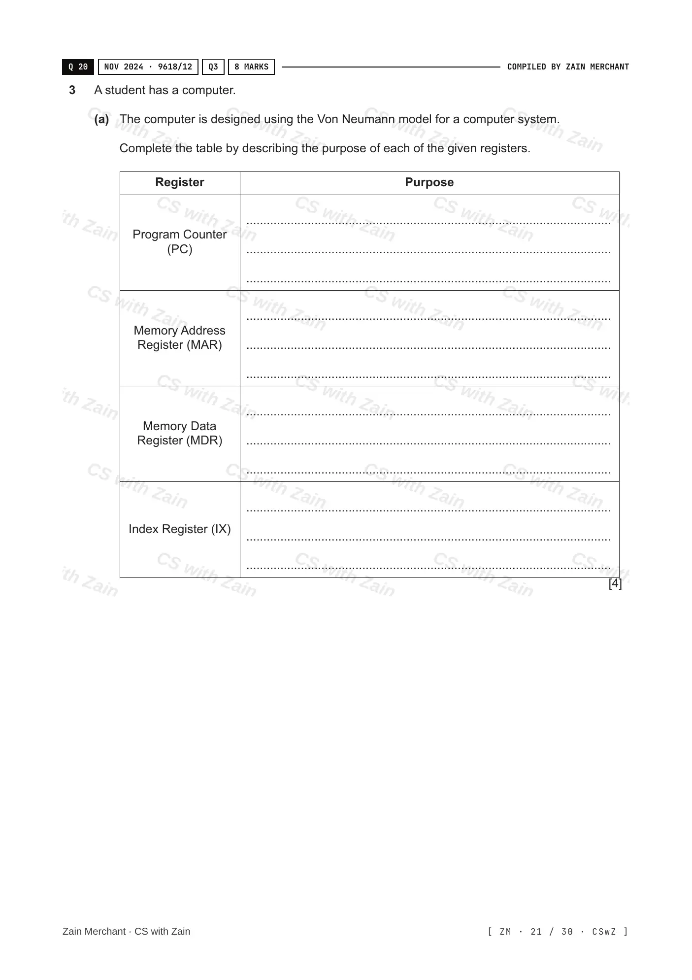 4.1 Central Processing Unit (CPU) Architecture questions, page 20