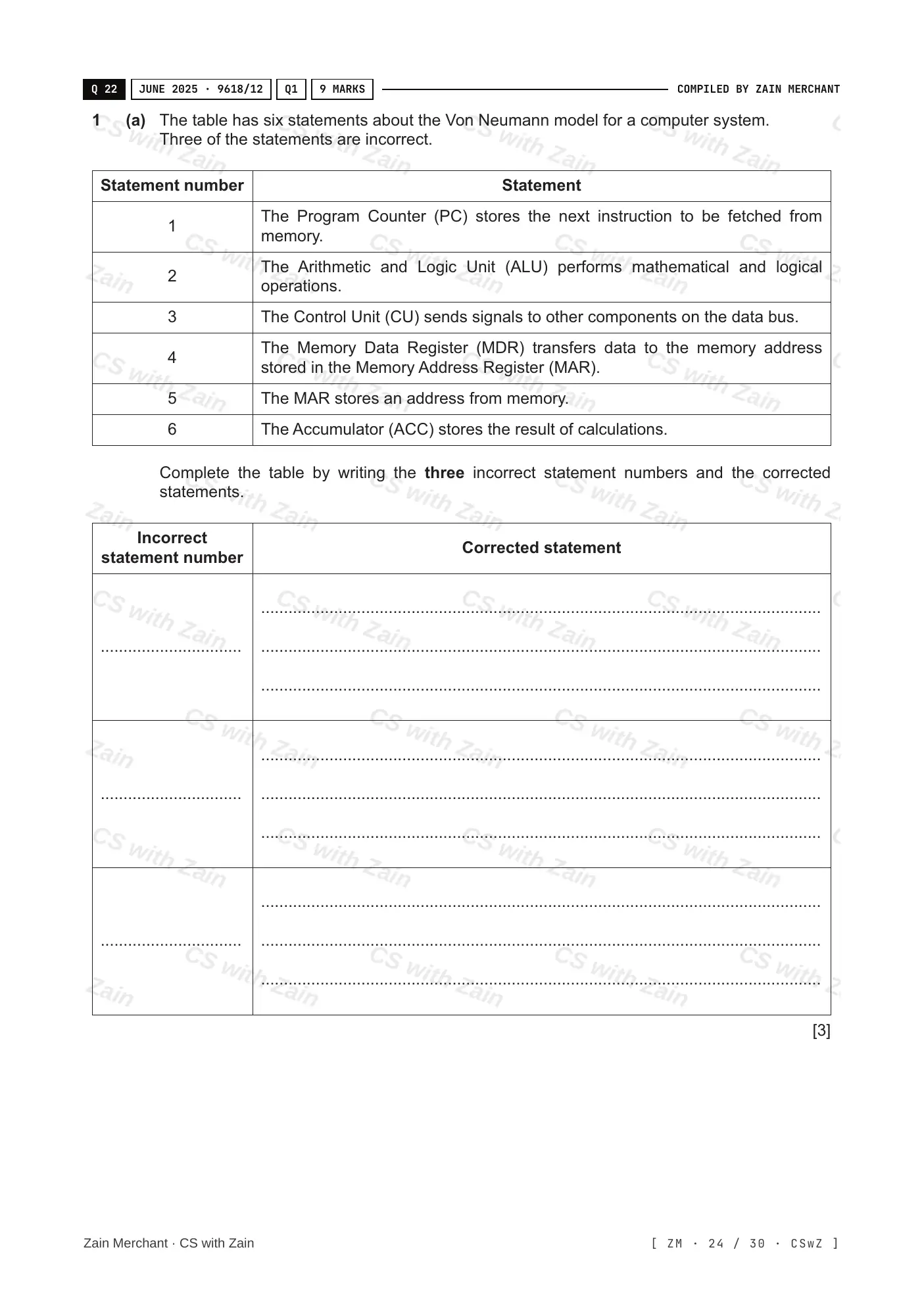 4.1 Central Processing Unit (CPU) Architecture questions, page 23
