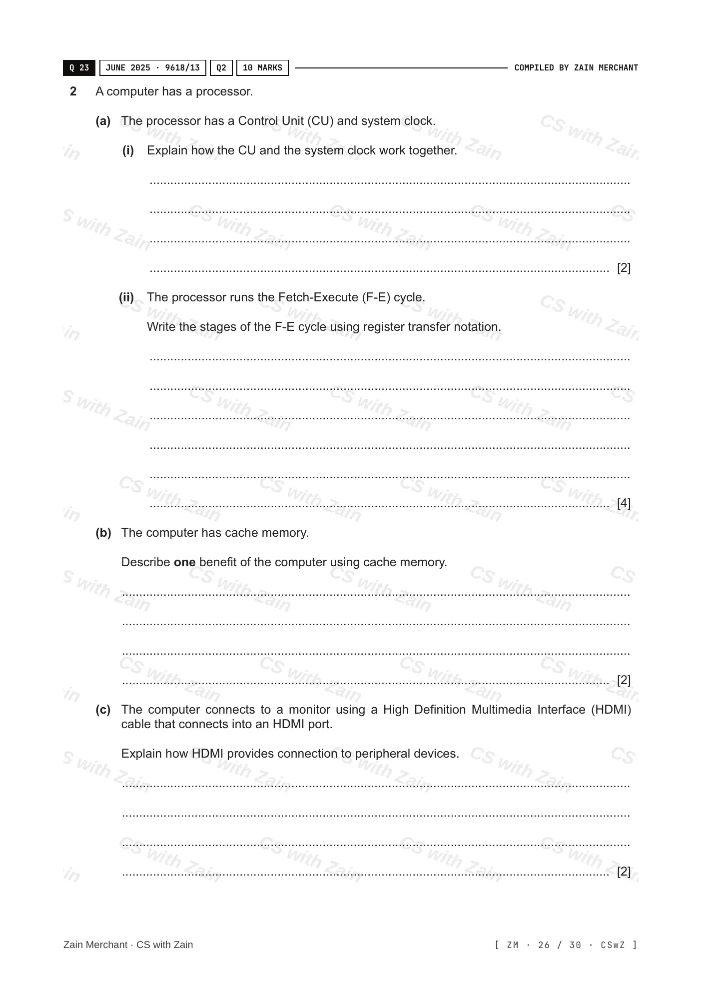 4.1 Central Processing Unit (CPU) Architecture questions, page 25