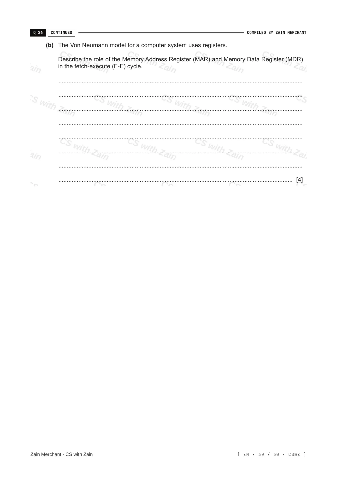 4.1 Central Processing Unit (CPU) Architecture questions, page 29