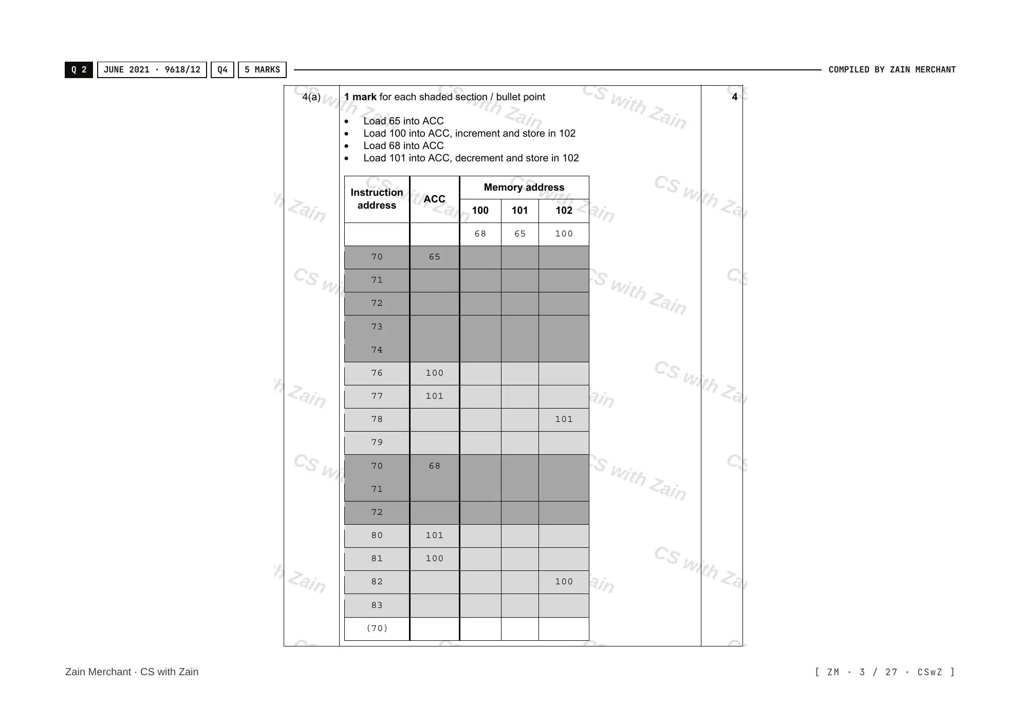 4.2 Assembly Language mark scheme, page 2