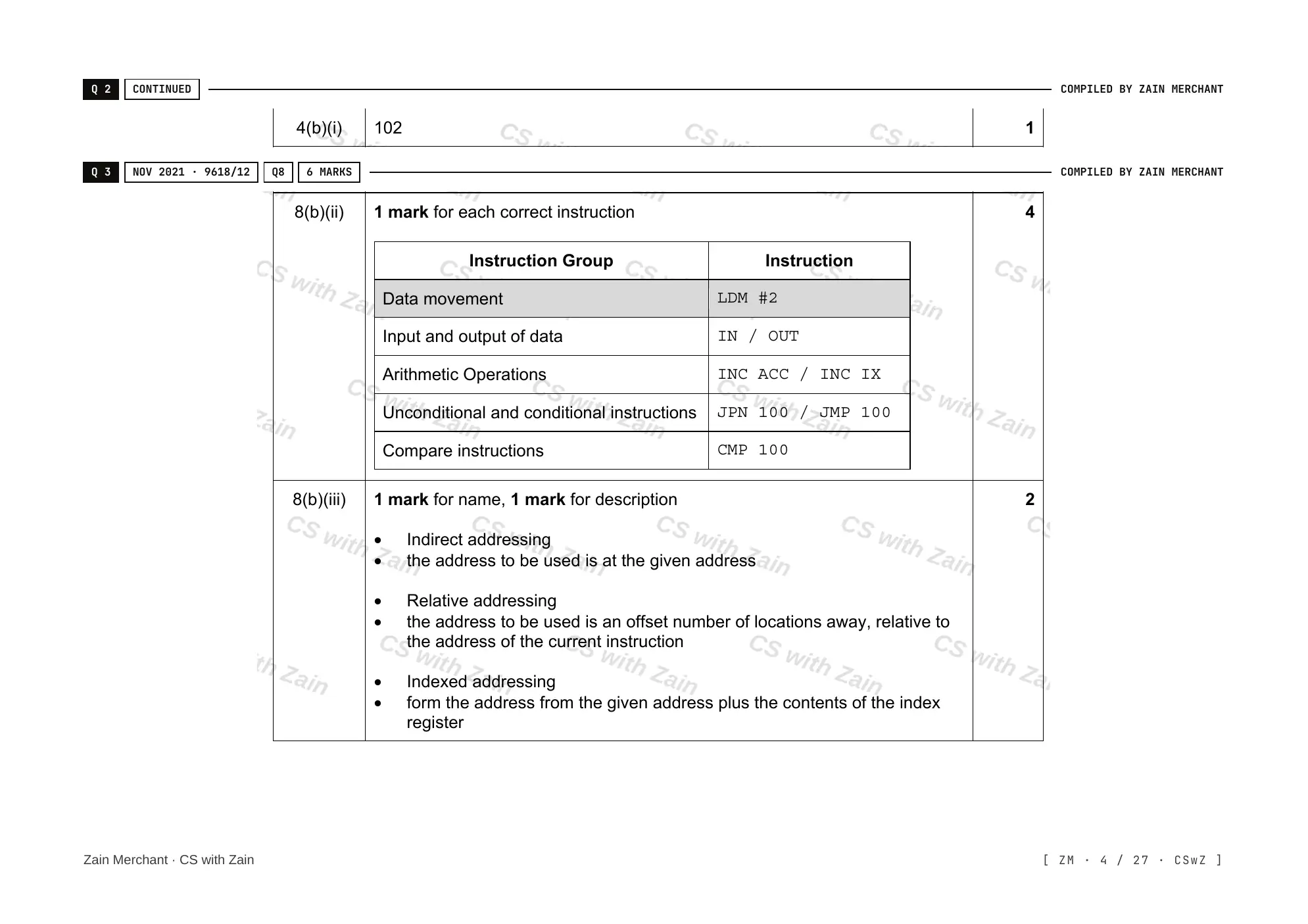 4.2 Assembly Language mark scheme, page 3