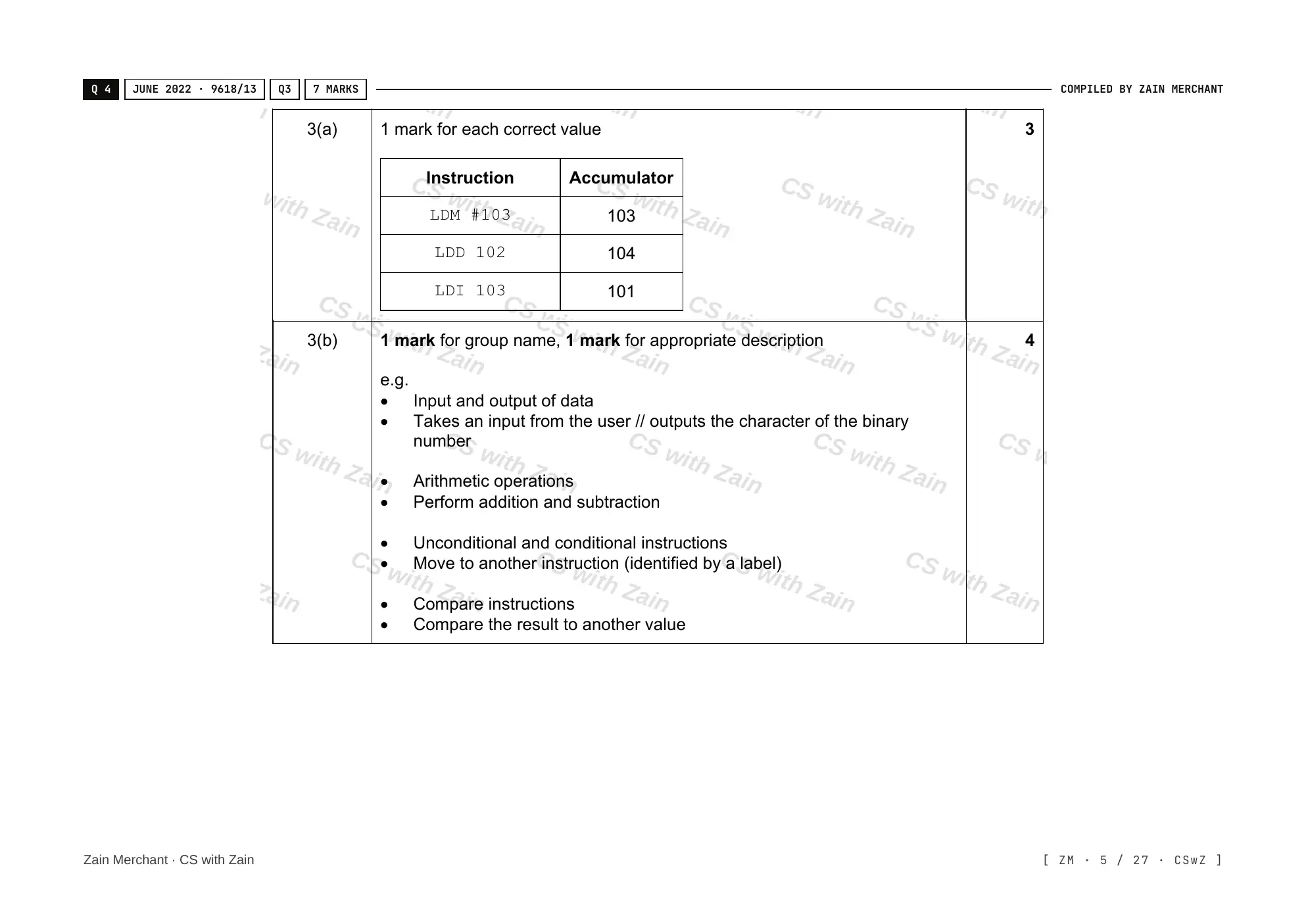 4.2 Assembly Language mark scheme, page 4