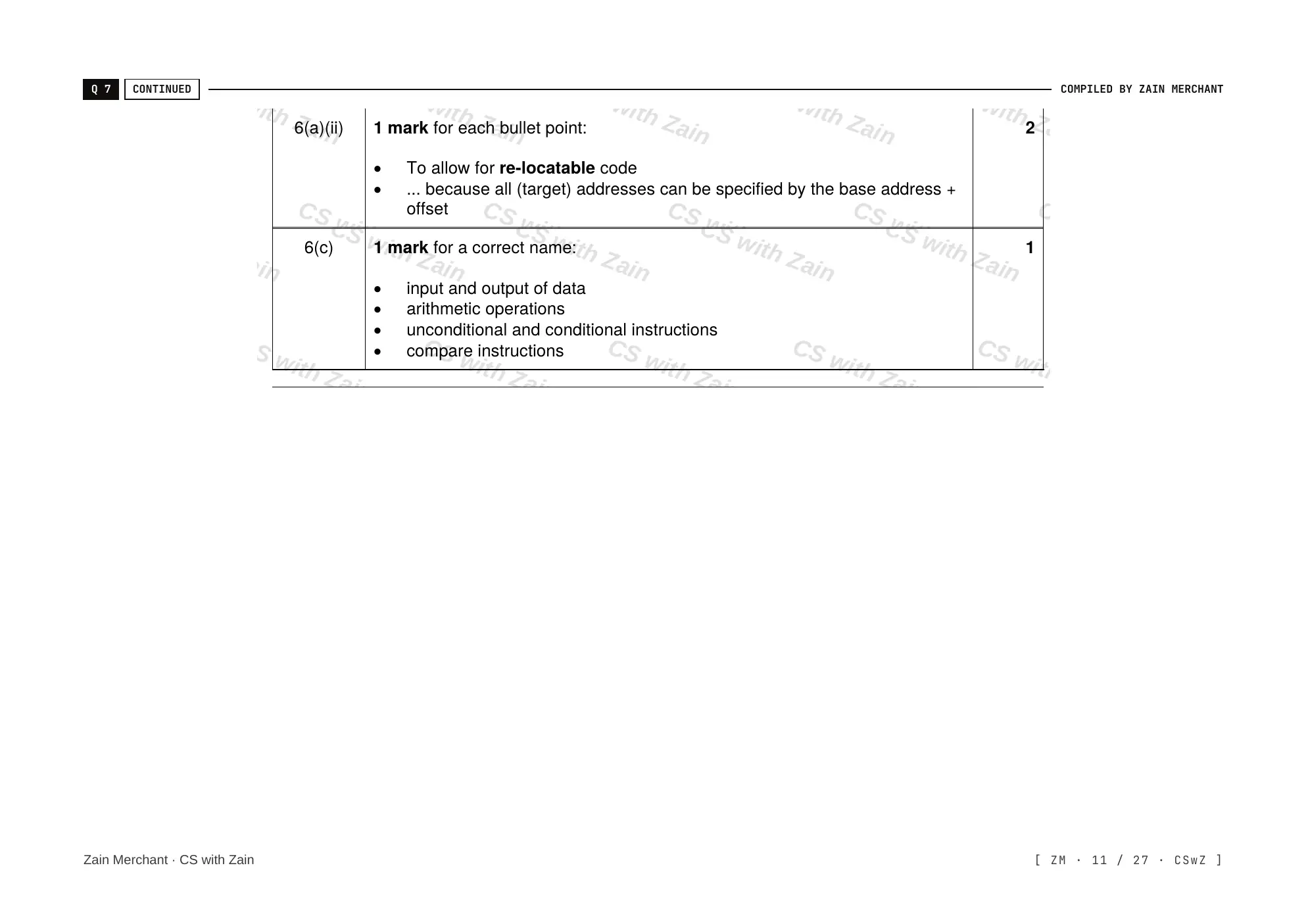 4.2 Assembly Language mark scheme, page 10