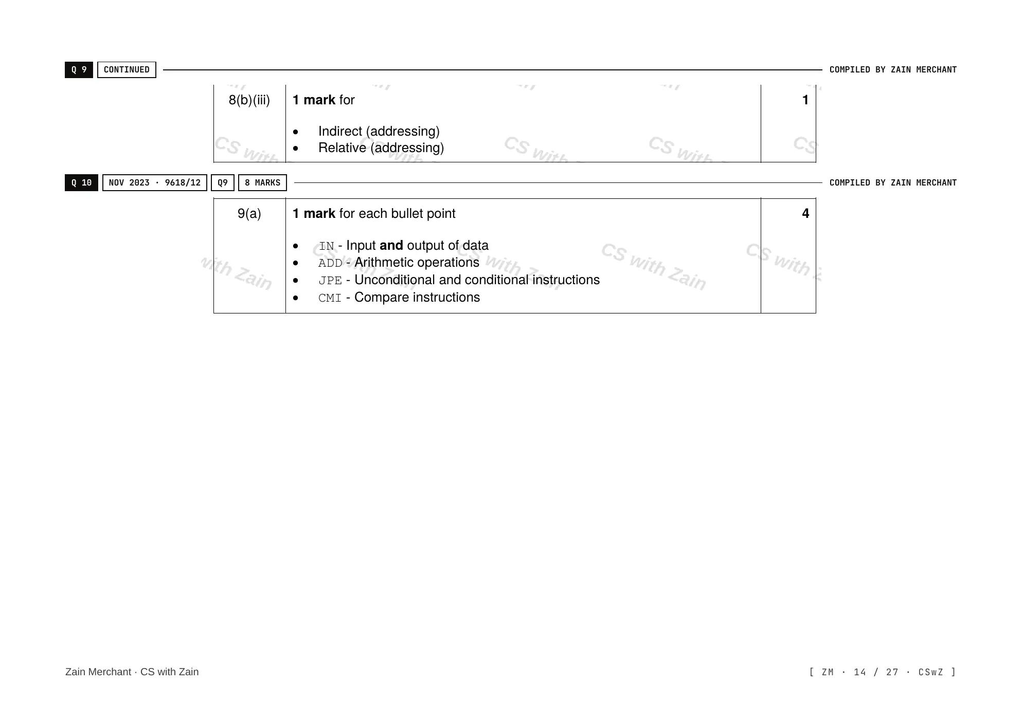 4.2 Assembly Language mark scheme, page 13