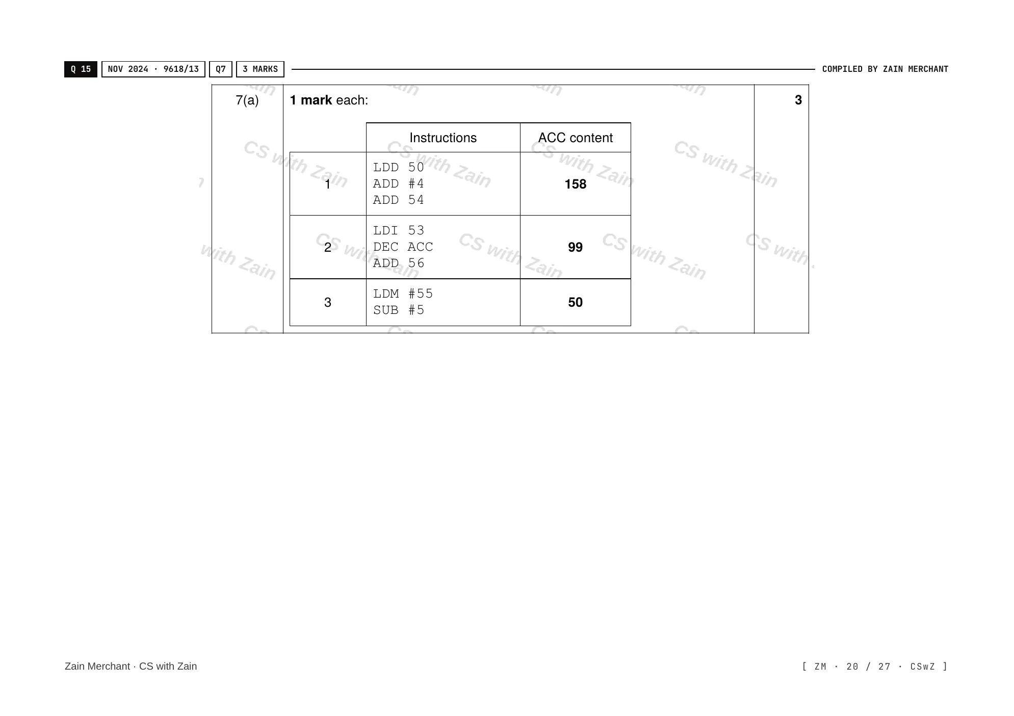 4.2 Assembly Language mark scheme, page 19