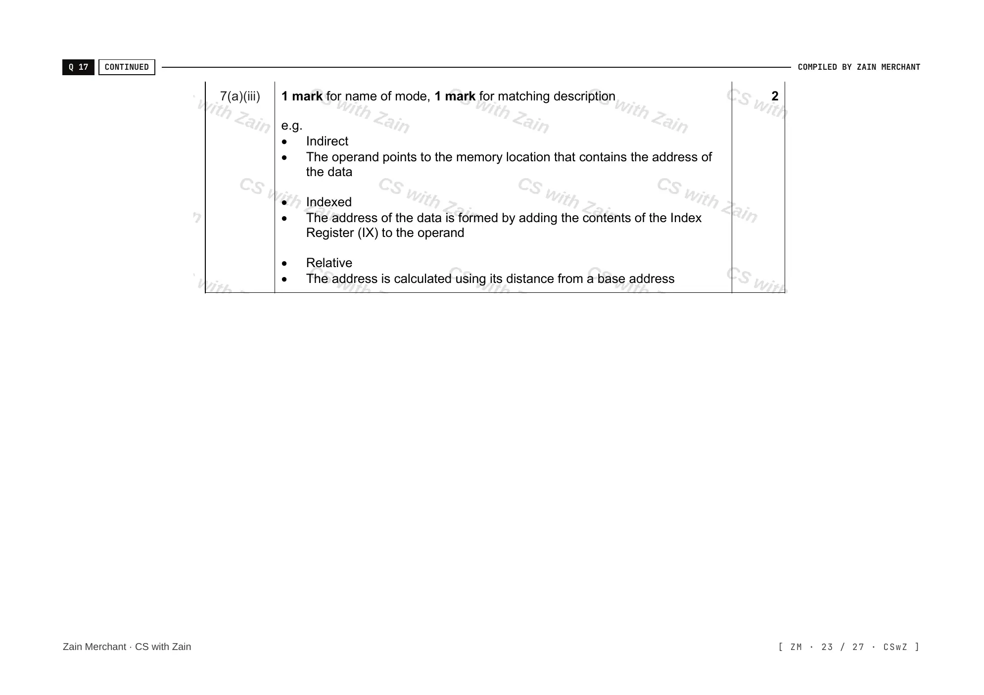4.2 Assembly Language mark scheme, page 22
