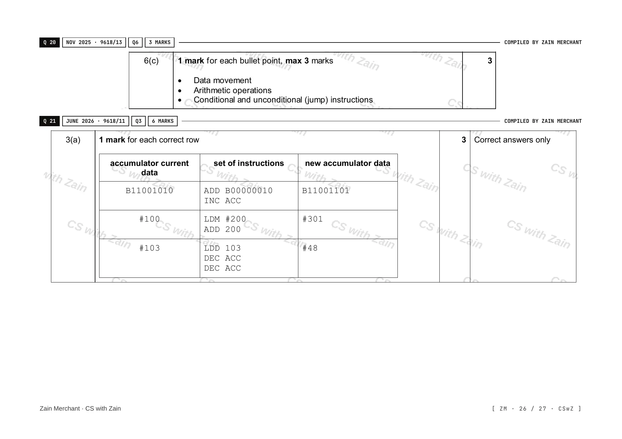 4.2 Assembly Language mark scheme, page 25