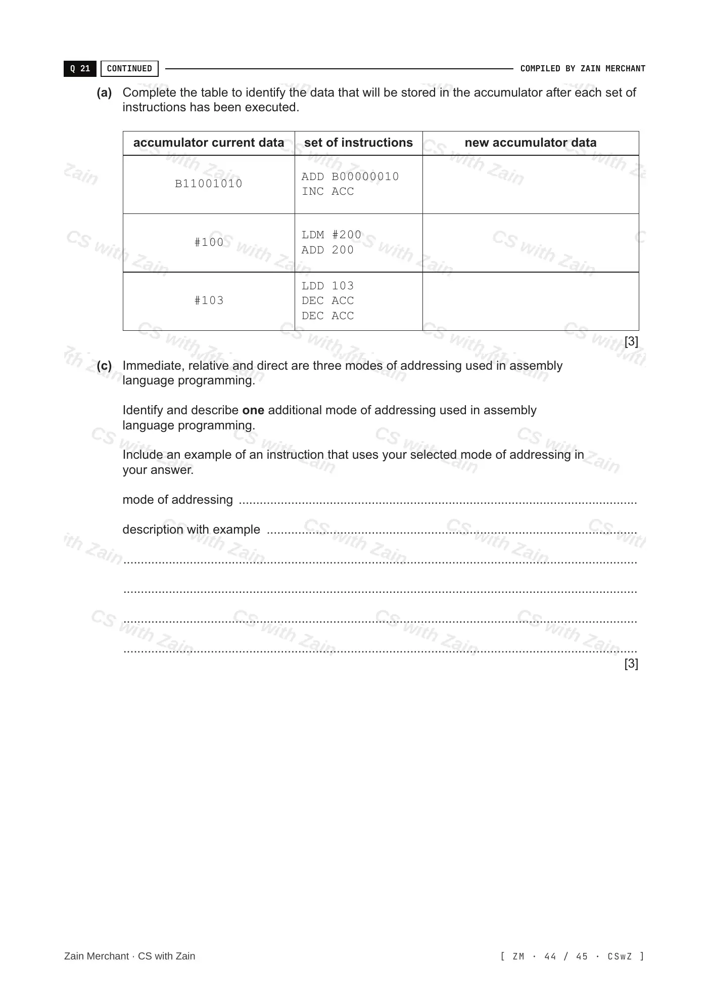 4.2 Assembly Language questions, page 43