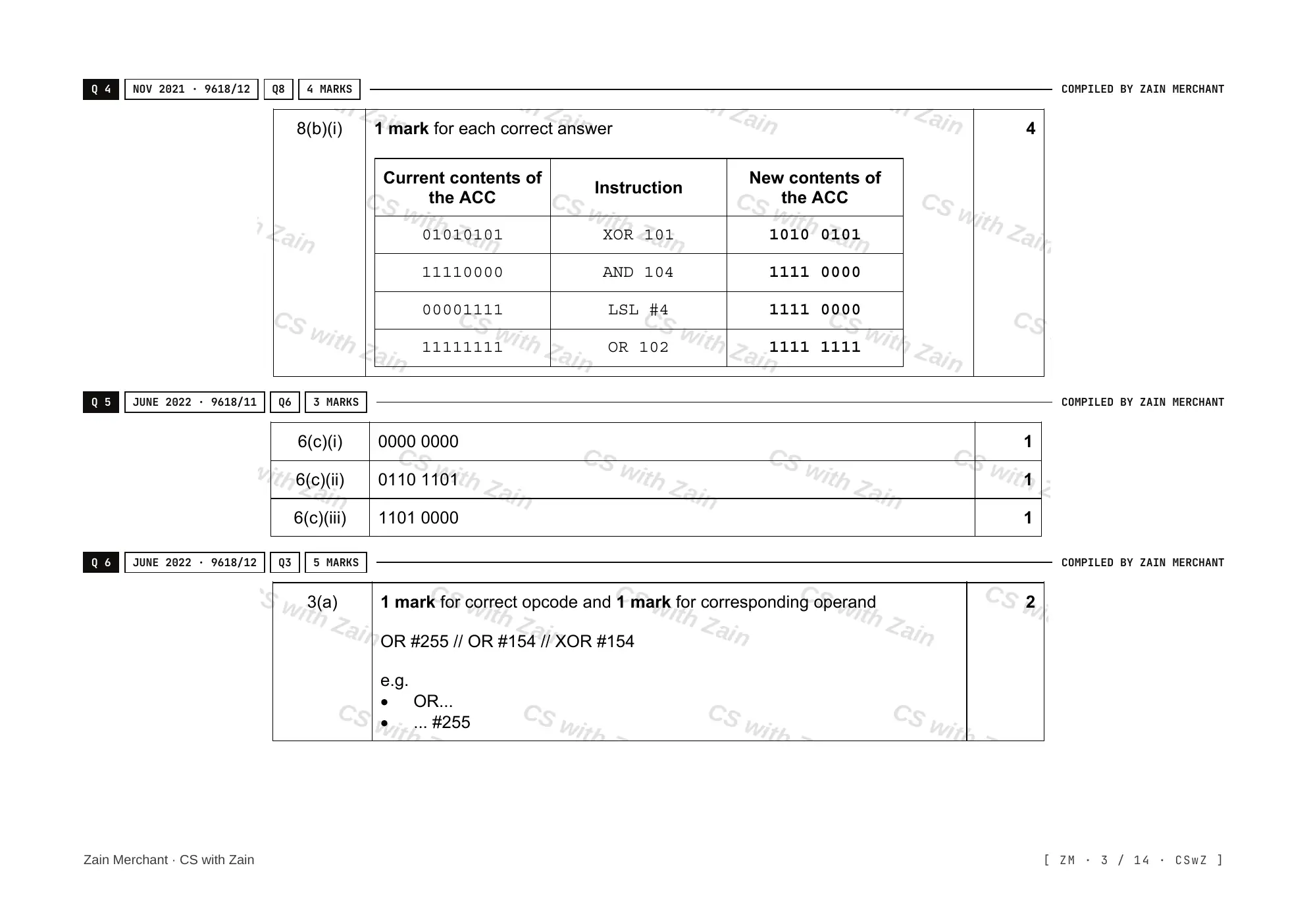 4.3 Bit manipulation mark scheme, page 2