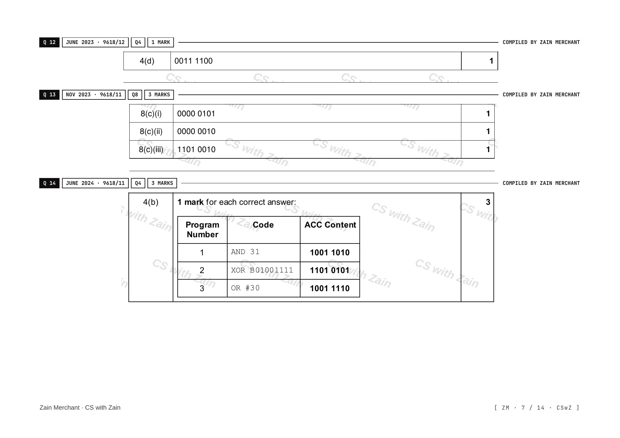 4.3 Bit manipulation mark scheme, page 6