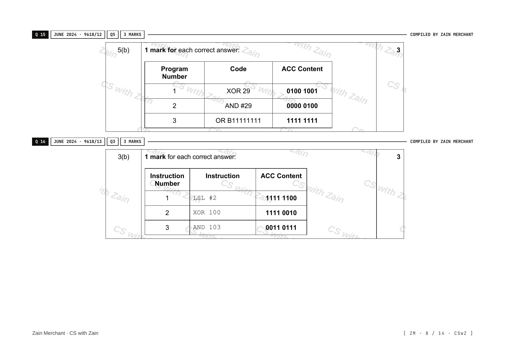 4.3 Bit manipulation mark scheme, page 7