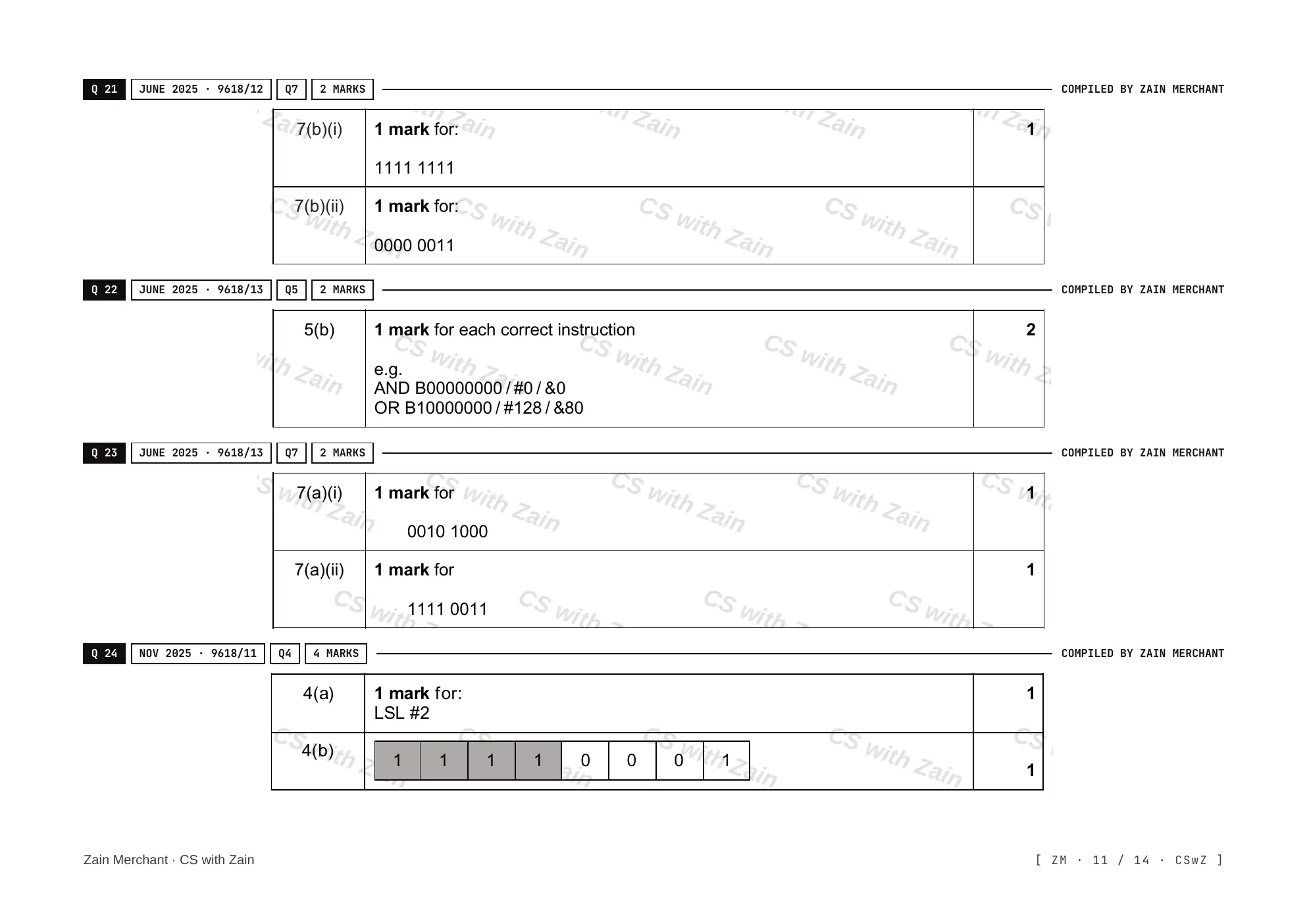 4.3 Bit manipulation mark scheme, page 10