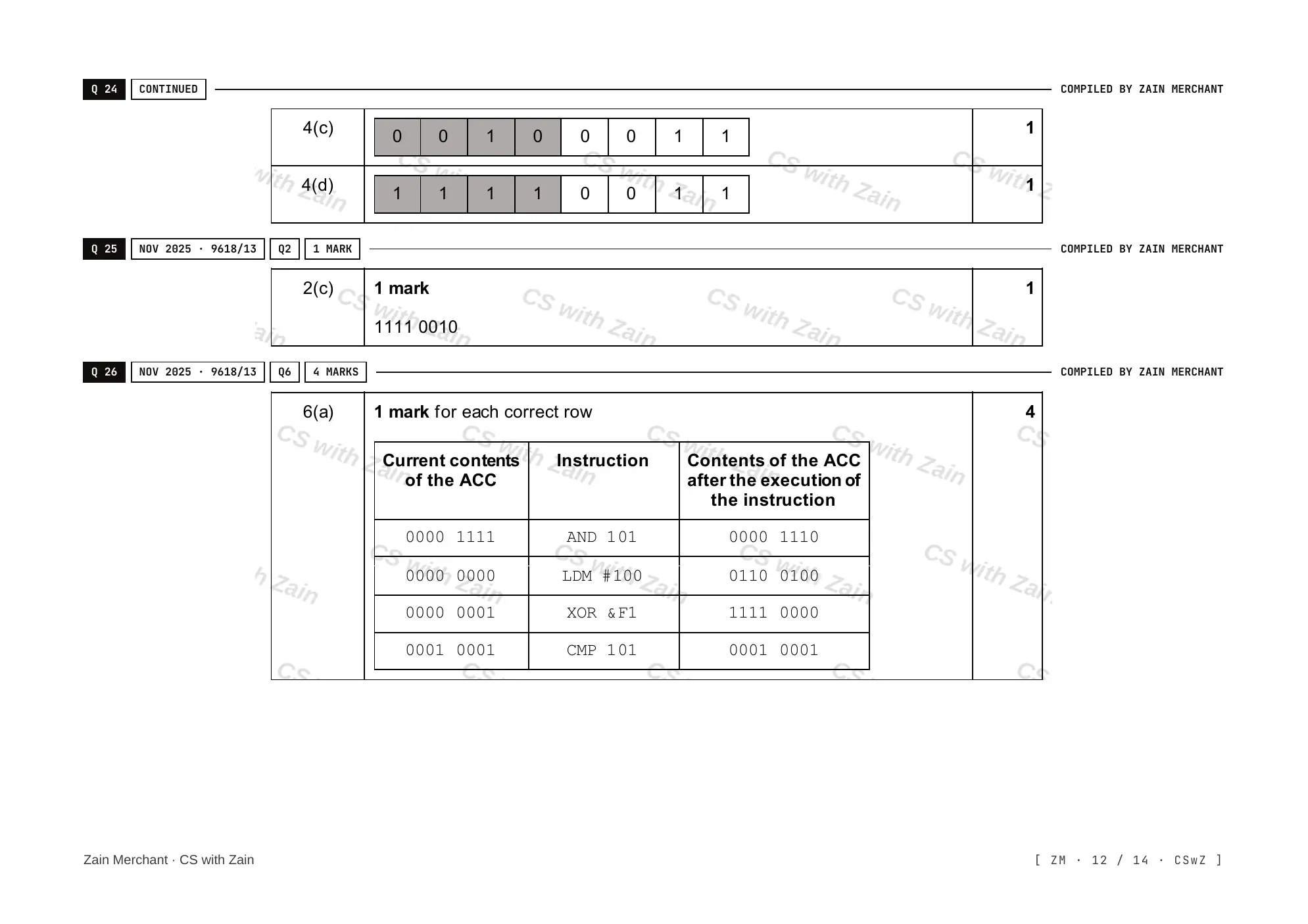 4.3 Bit manipulation mark scheme, page 11