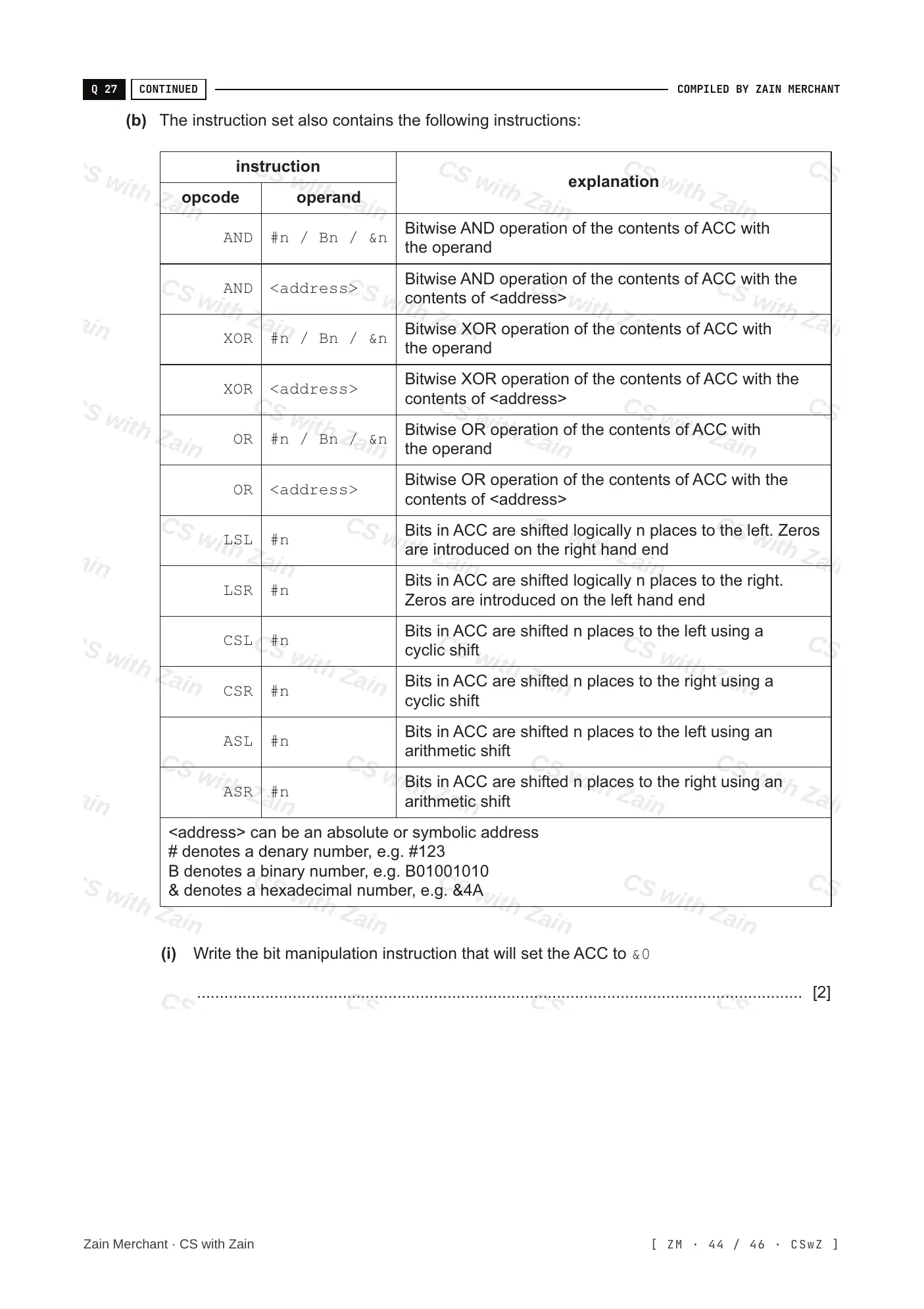 4.3 Bit manipulation questions, page 43