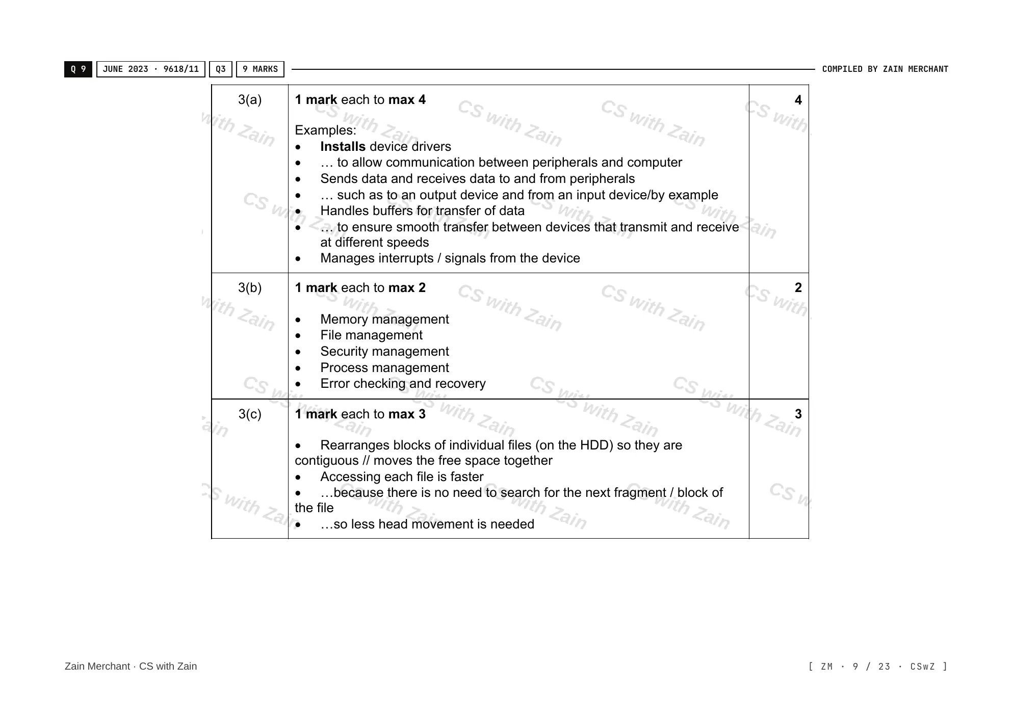 5.1 Operating Systems mark scheme, page 8