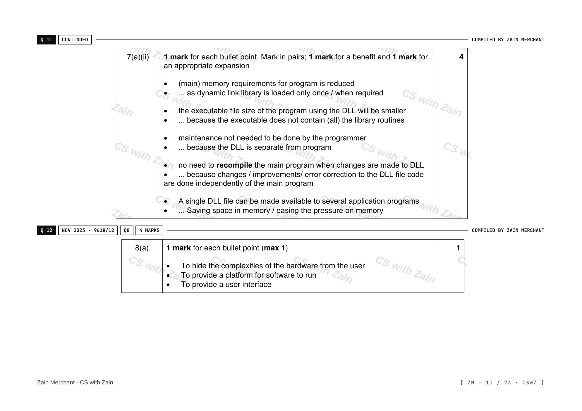 5.1 Operating Systems mark scheme, page 10