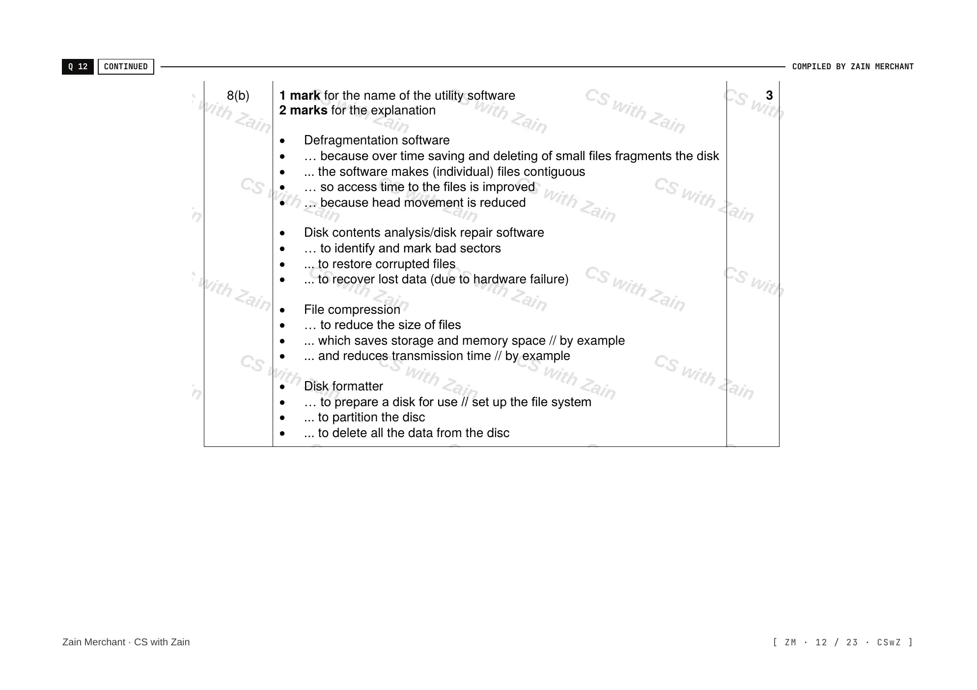 5.1 Operating Systems mark scheme, page 11