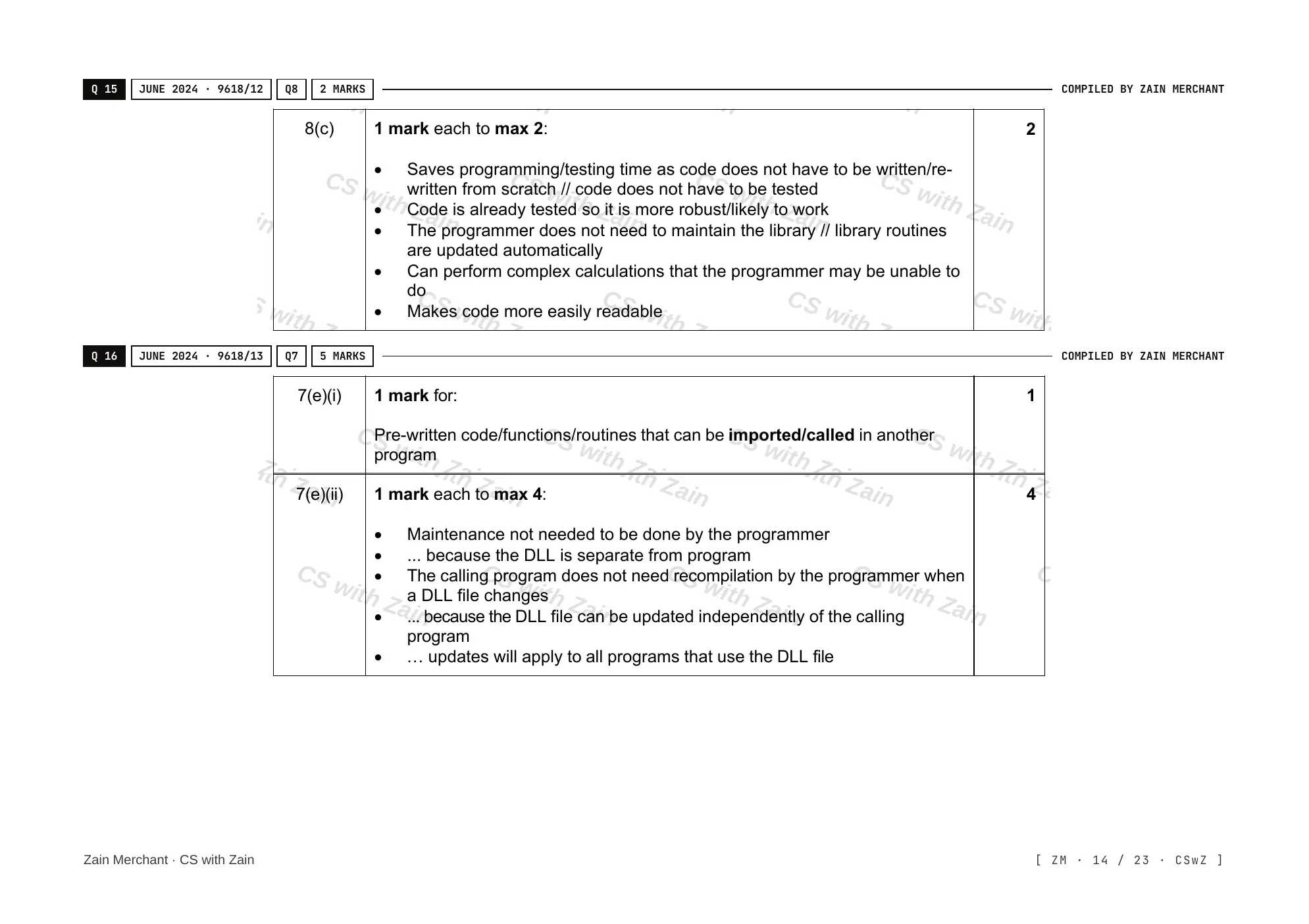 5.1 Operating Systems mark scheme, page 13