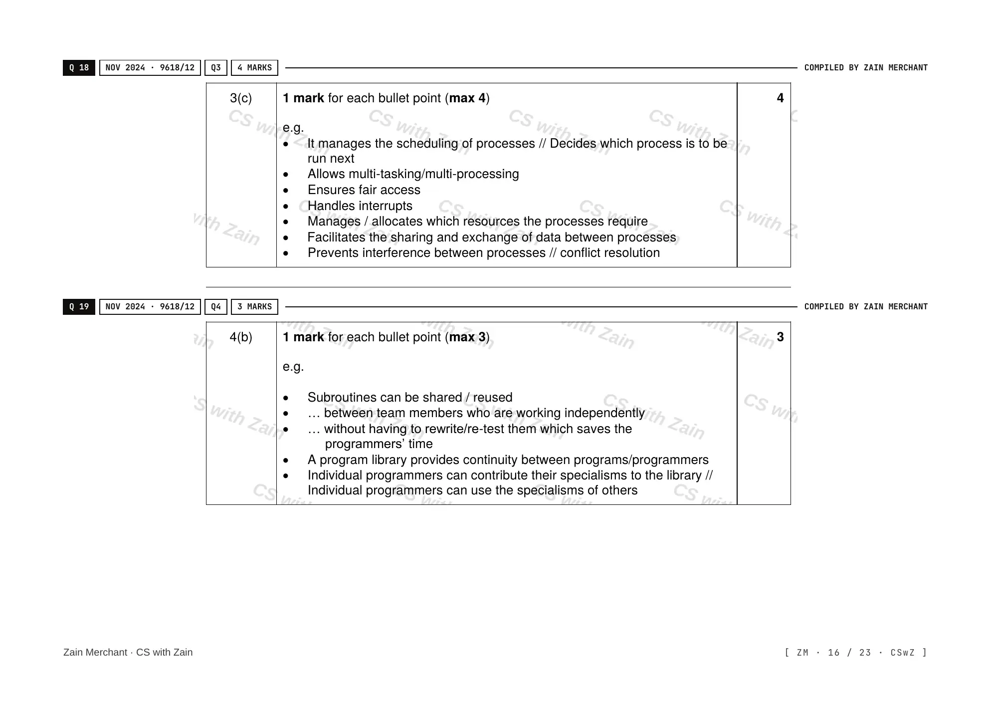 5.1 Operating Systems mark scheme, page 15