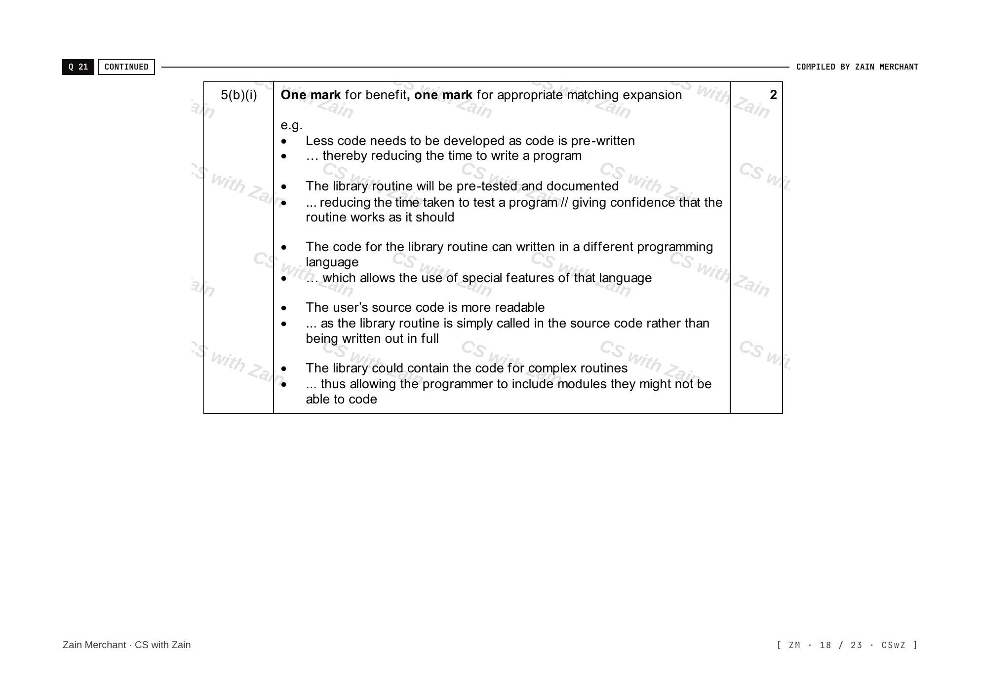 5.1 Operating Systems mark scheme, page 17