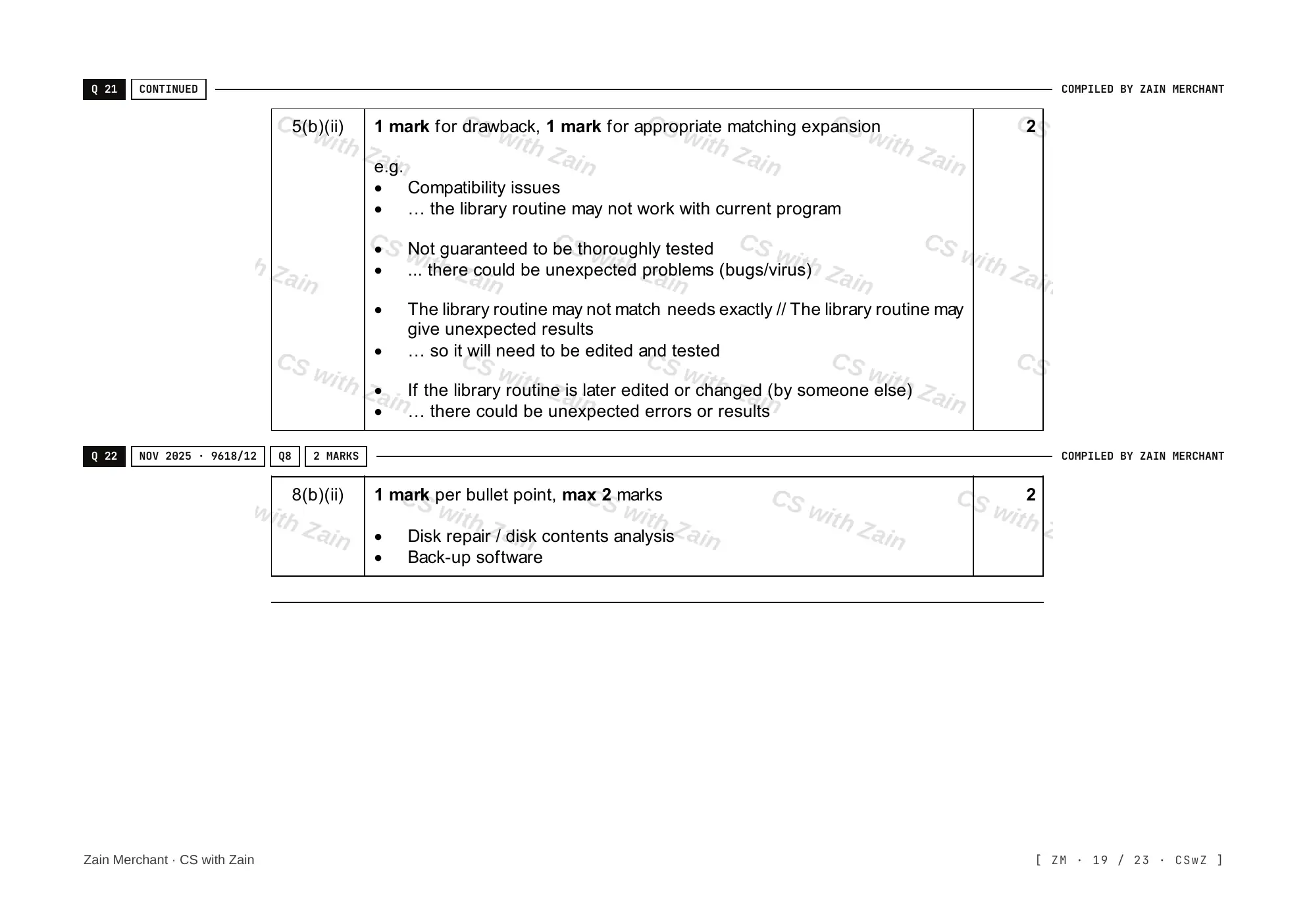 5.1 Operating Systems mark scheme, page 18