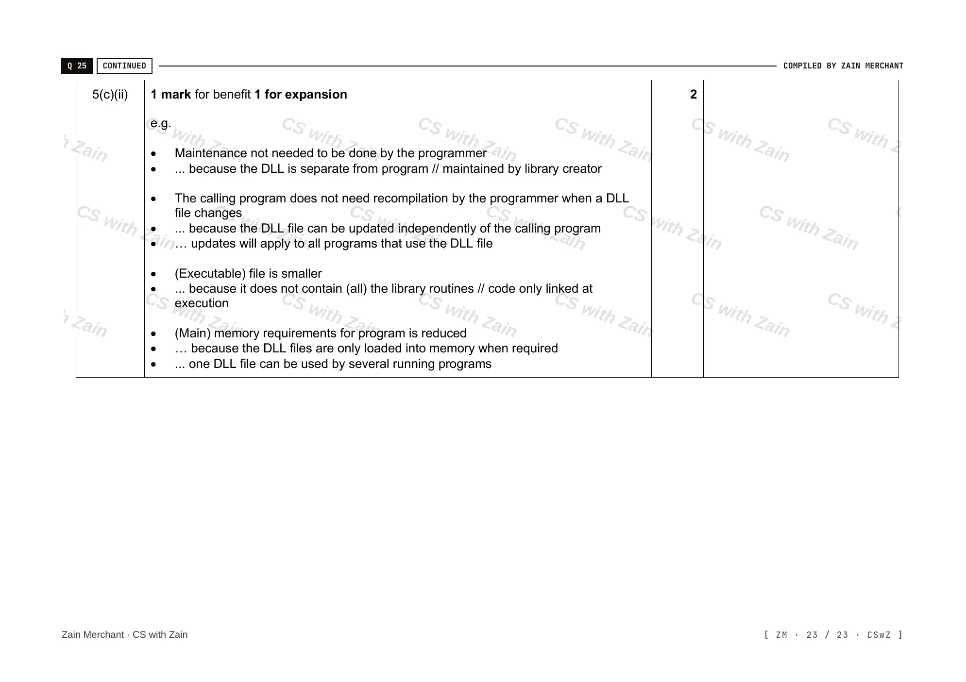 5.1 Operating Systems mark scheme, page 22