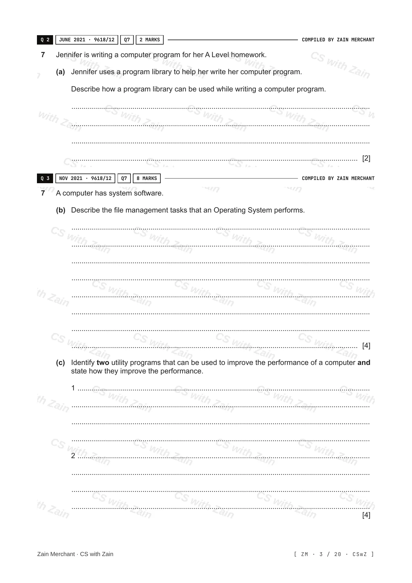 5.1 Operating Systems questions, page 2