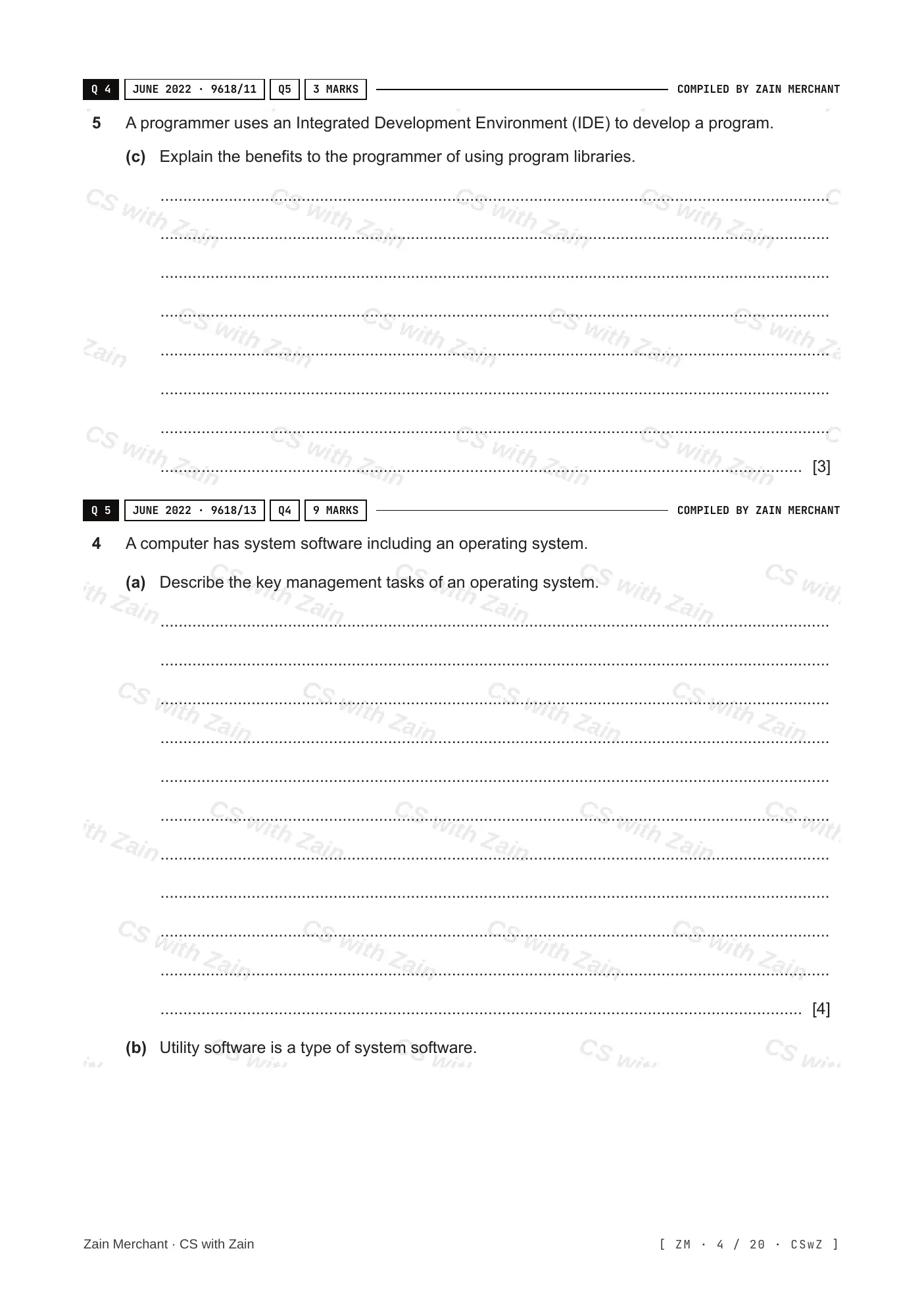 5.1 Operating Systems questions, page 3