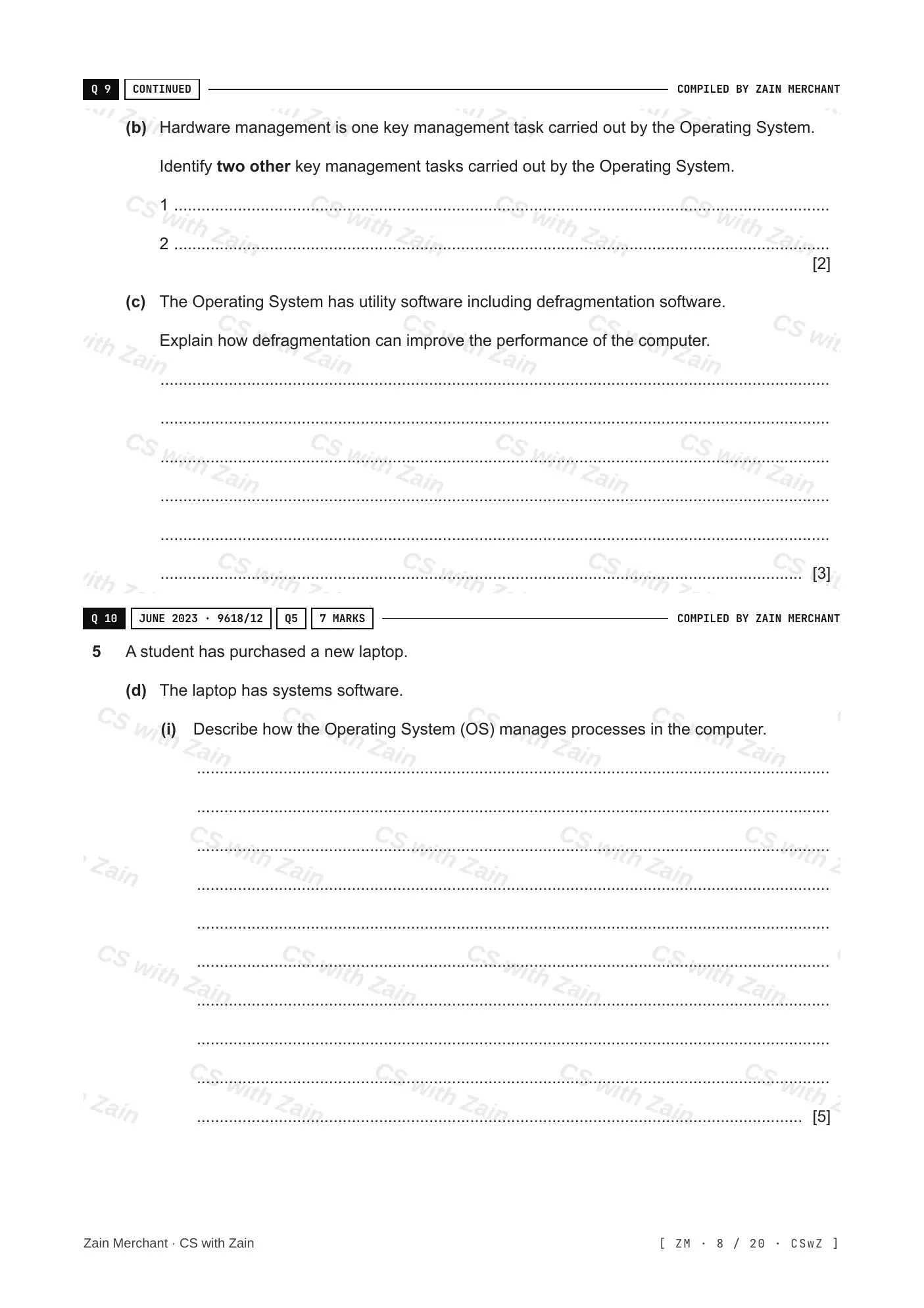5.1 Operating Systems questions, page 7