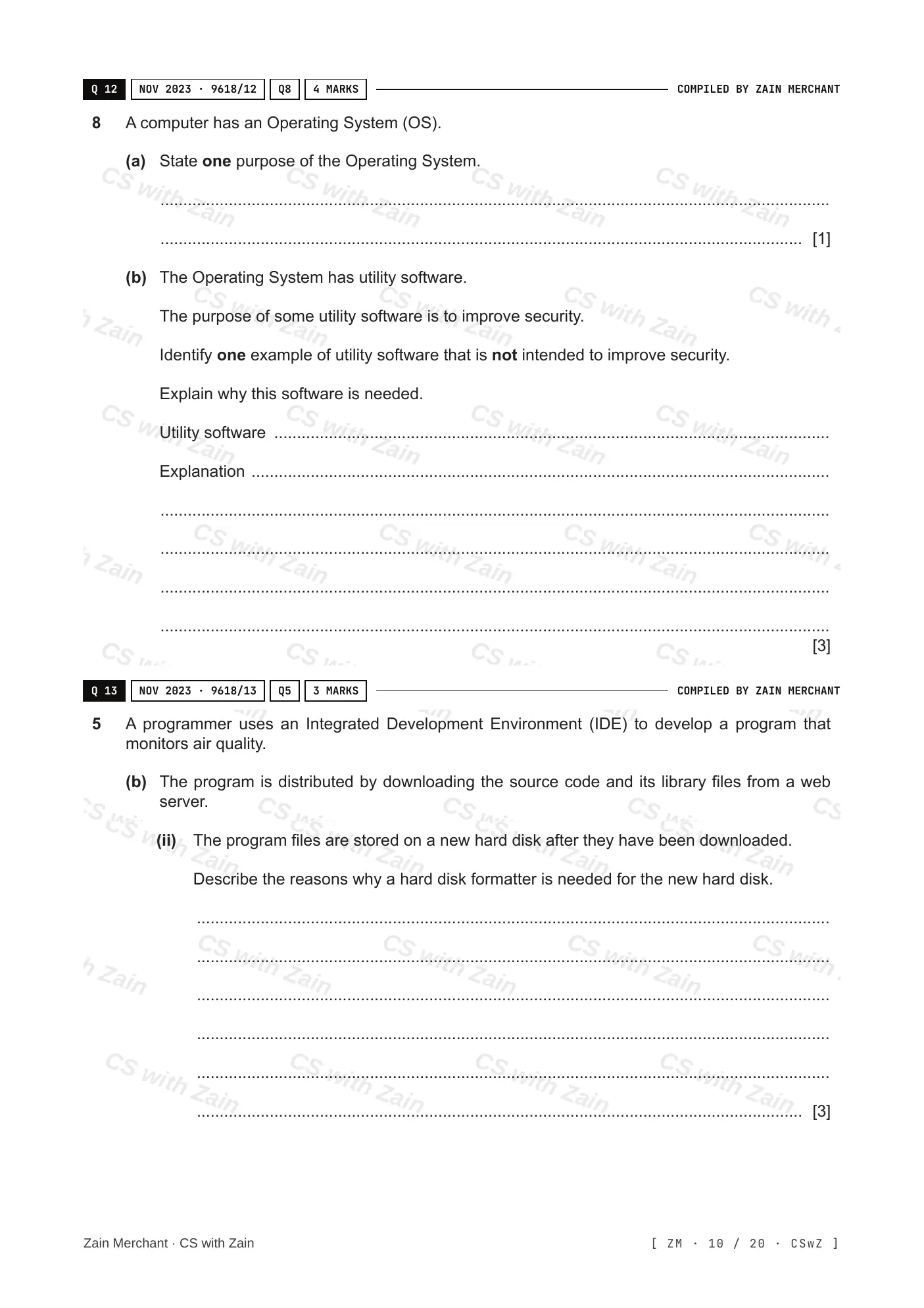 5.1 Operating Systems questions, page 9