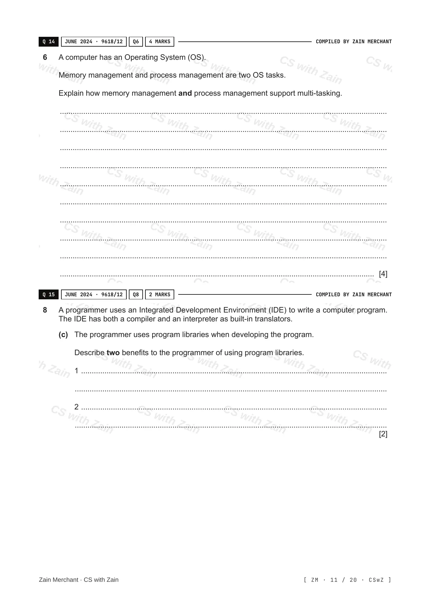 5.1 Operating Systems questions, page 10