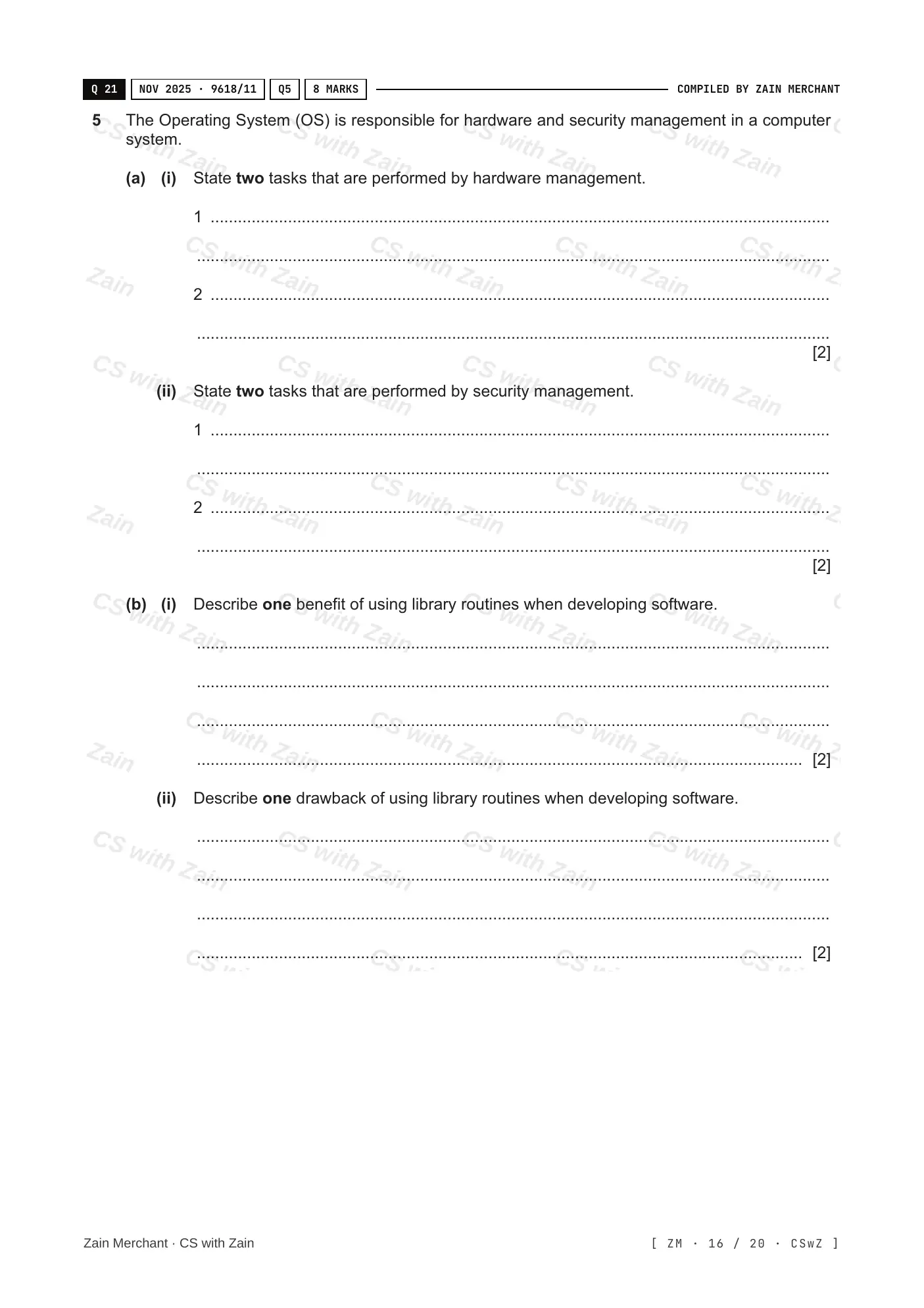 5.1 Operating Systems questions, page 15