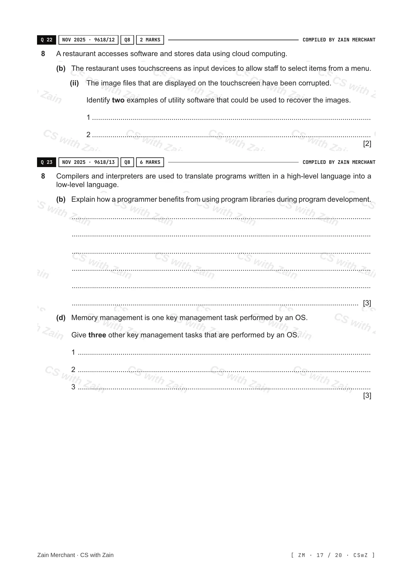 5.1 Operating Systems questions, page 16