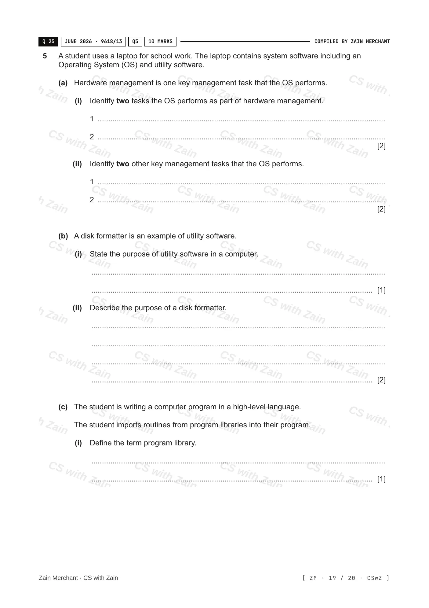 5.1 Operating Systems questions, page 18