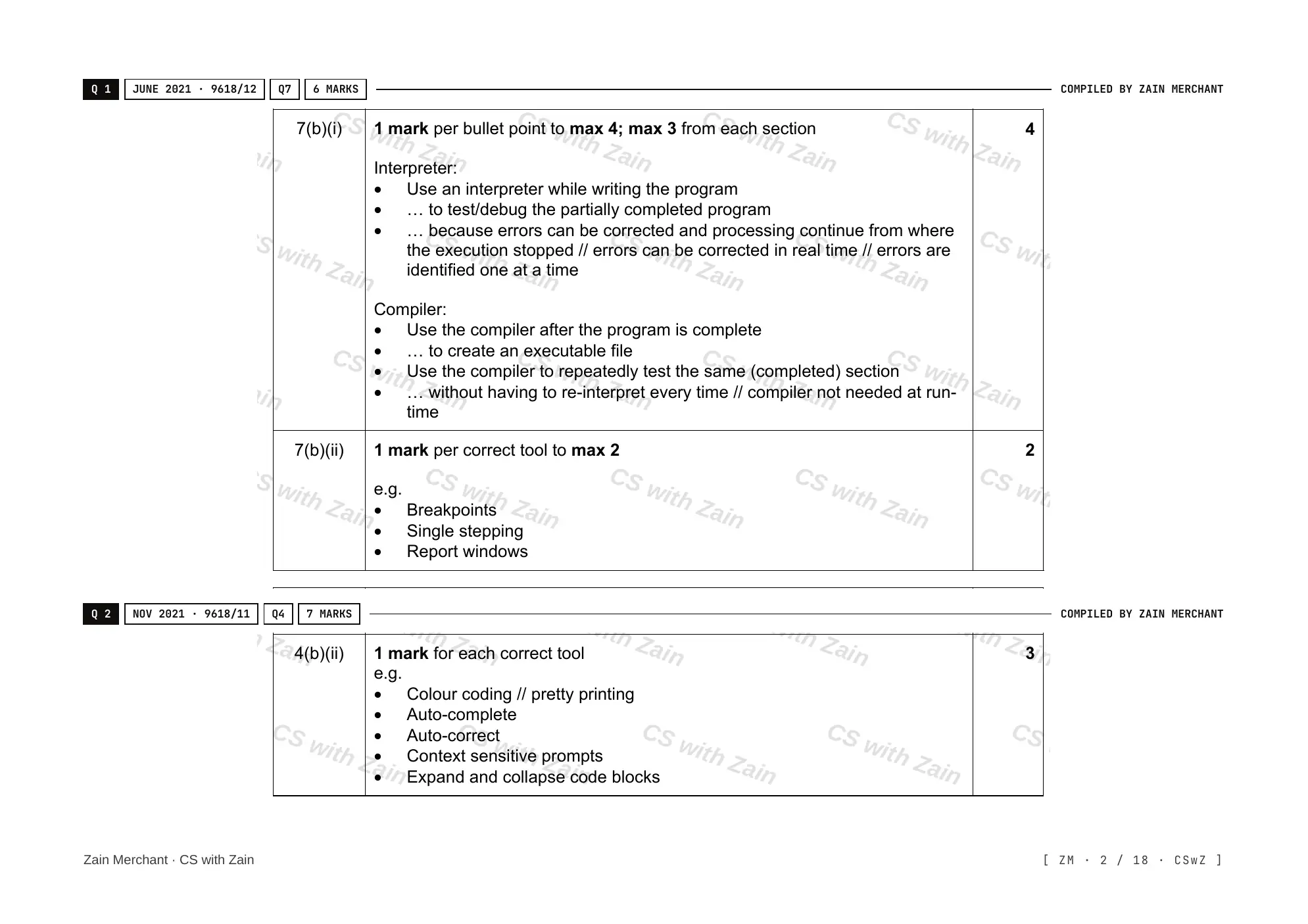 5.2 Language Translators mark scheme, page 1